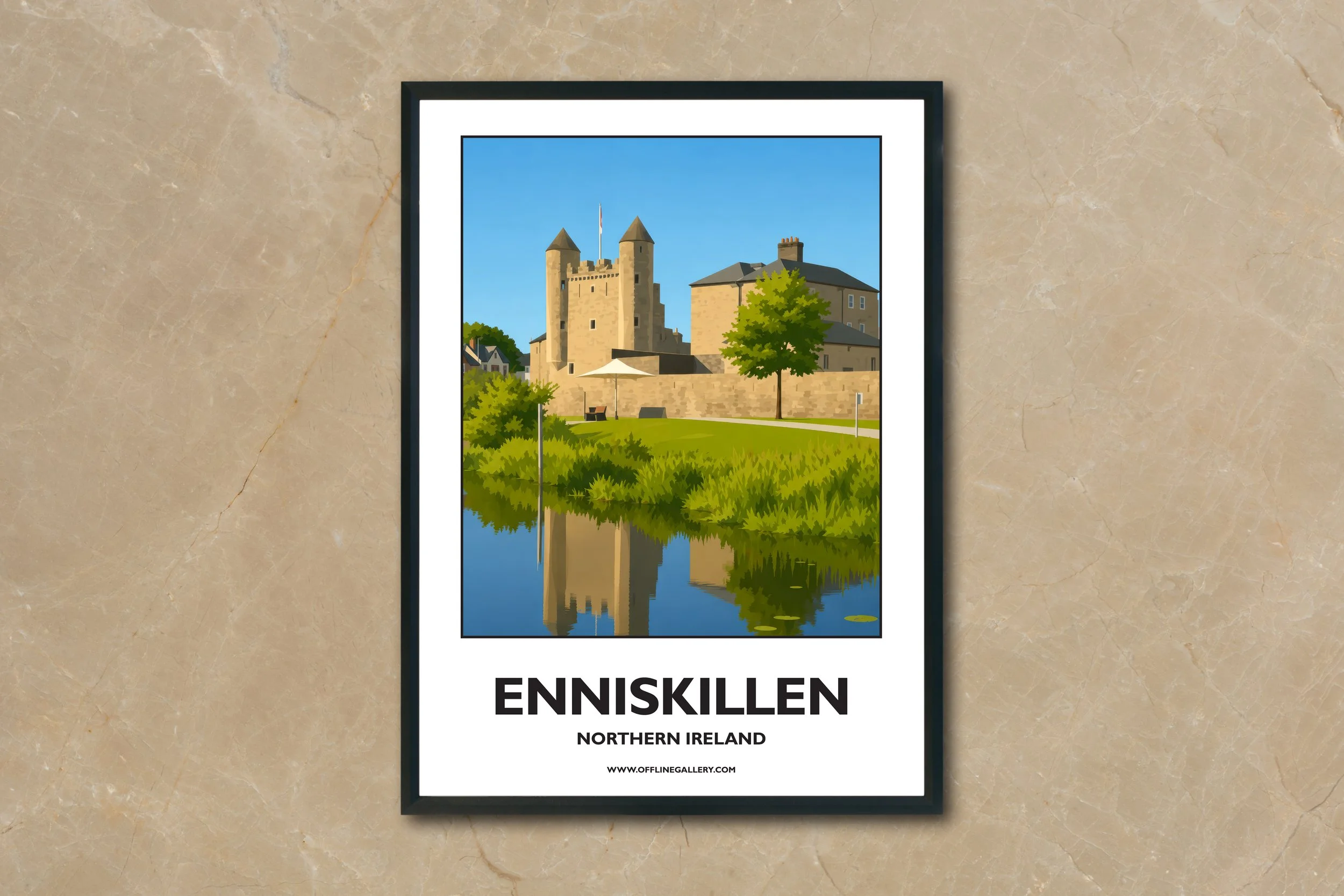 A4.2 - Stunning poster of Enniskillen for sale, perfect for art lovers and collectors. Ideal for home or office, this artwork brings a touch of Northern Ireland's natural charm to any setting.