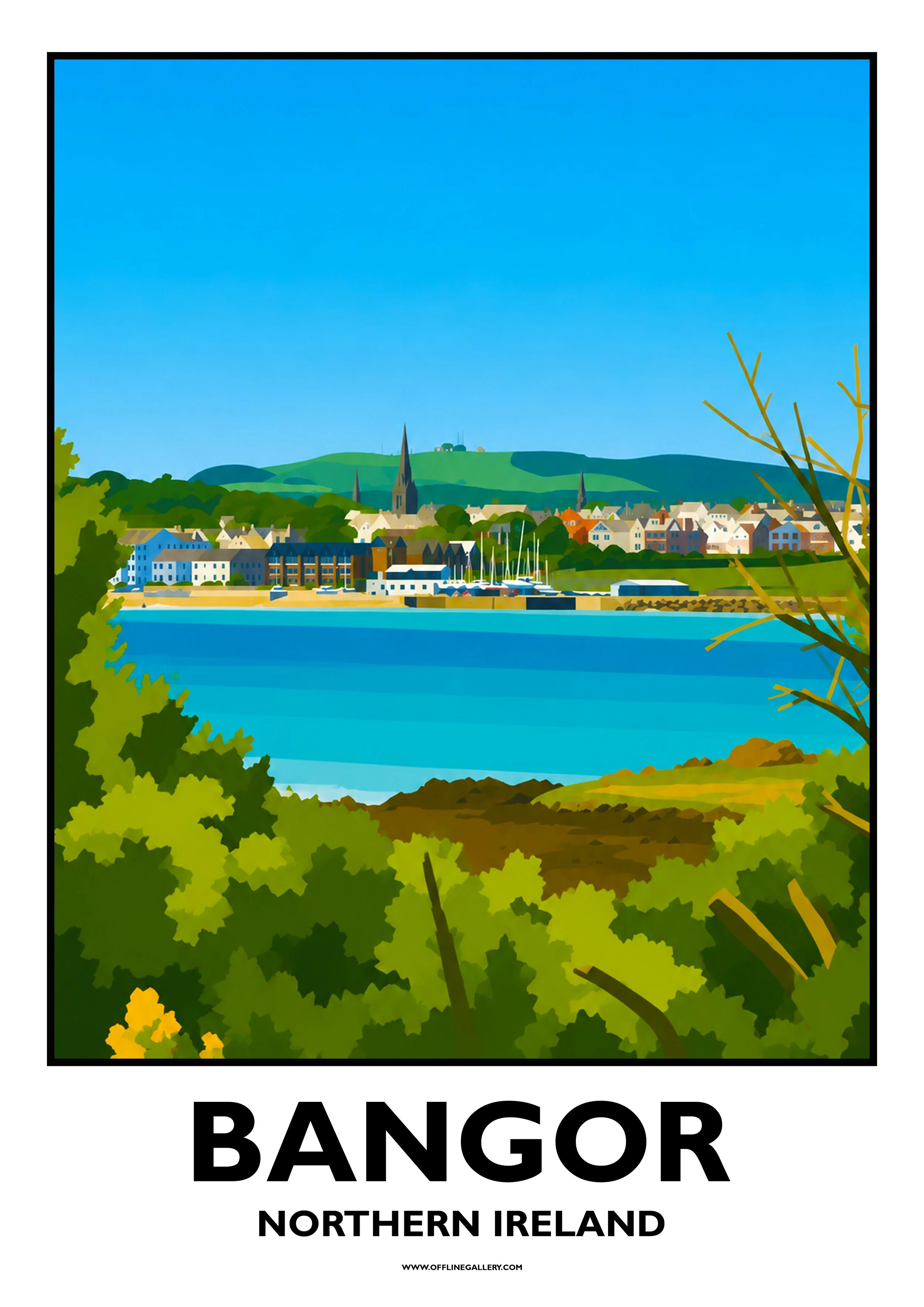  Bangor - 2 - Offline Travel Poster  Prints from: £15.00 