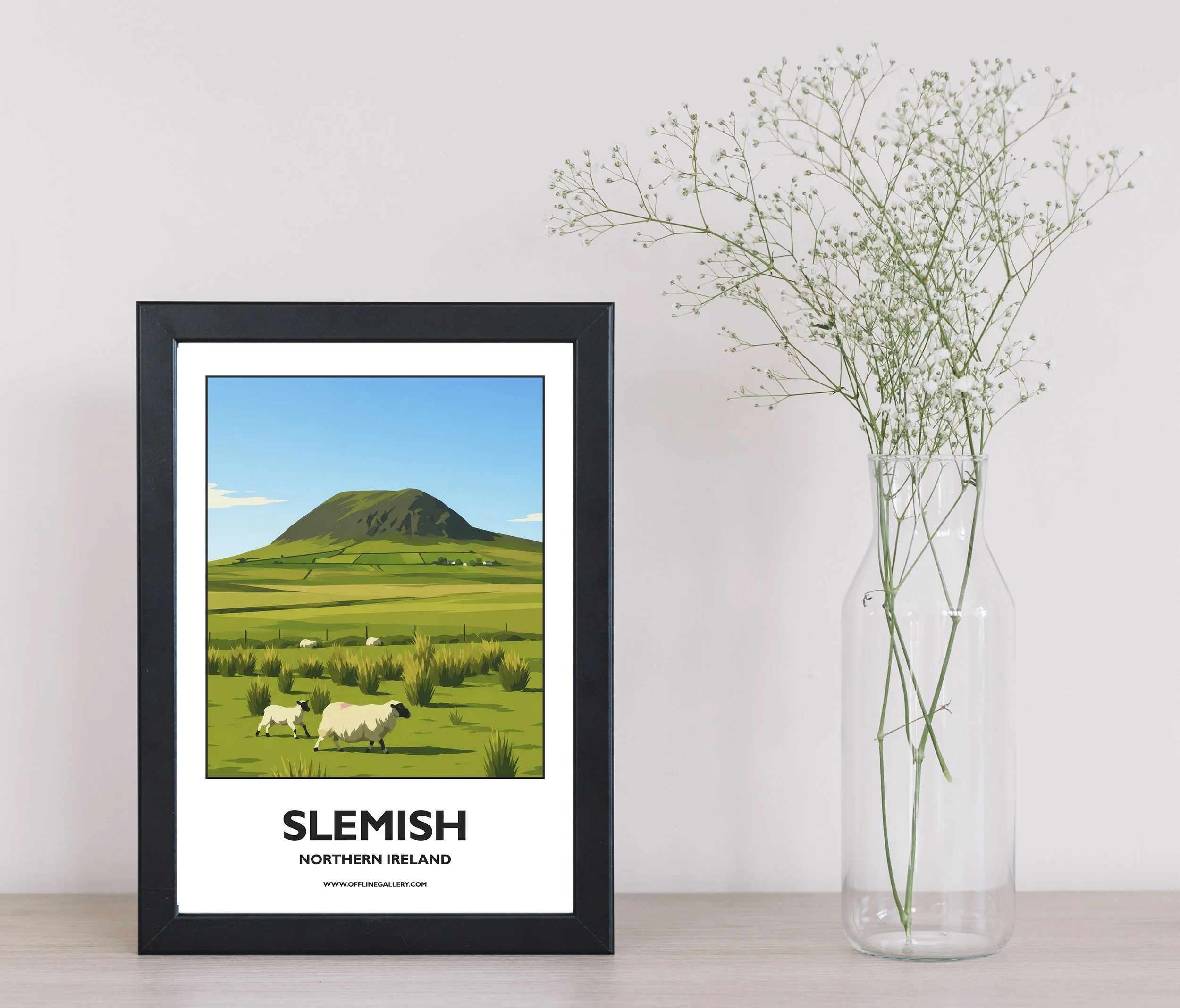 A4.1 - Stunning poster of Slemish hill for sale, perfect for art lovers and collectors. Ideal for home or office, this artwork brings a touch of Northern Ireland's natural charm to any setting.