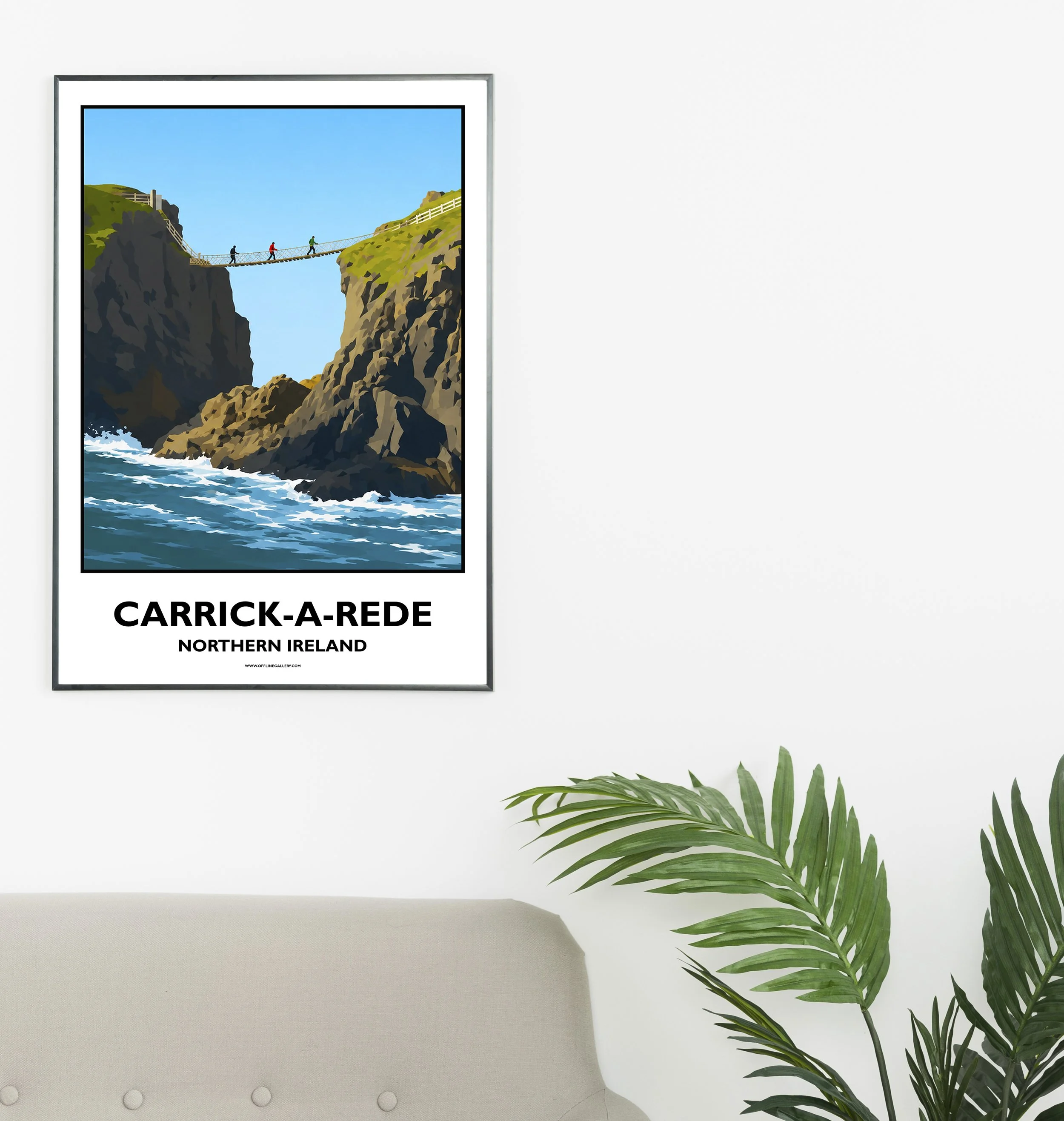 A2.1 - Poster of Carrick-a-Rede Rope Bridge for sale, perfect for art lovers and collectors. Ideal for home or office, this artwork brings Northern Ireland's natural charm to any setting.