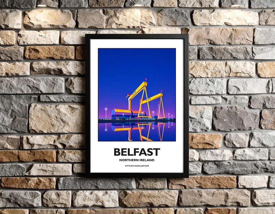 A3.2 - Poster of Belfast’s famous cranes for sale, perfect for art lovers and collectors. Ideal for home or office, this artwork brings a touch of Northern Ireland's natural charm to any setting.