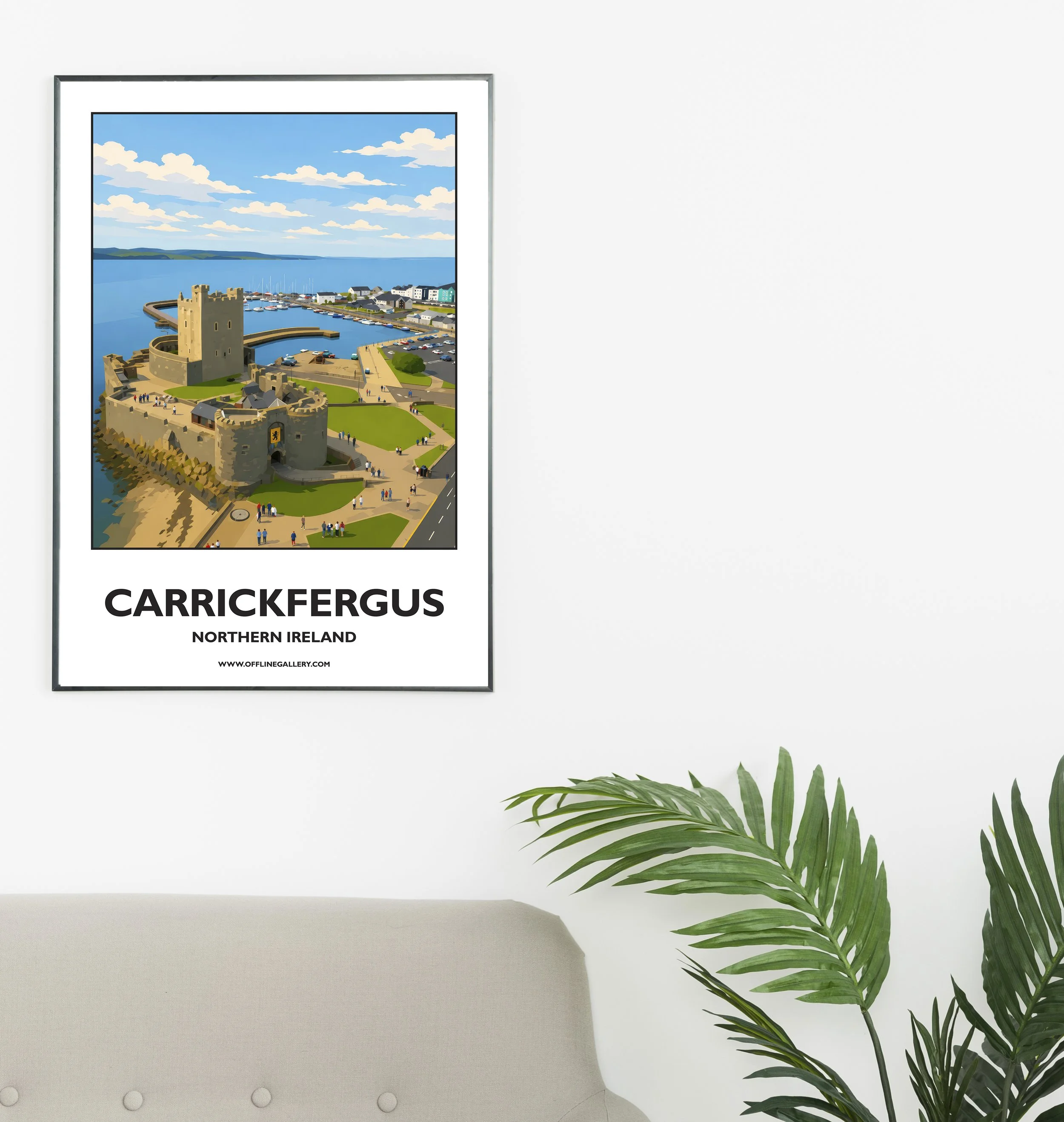 A2.1 - Stunning poster of Carrickfergus Castle for sale, perfect for art lovers and collectors. Ideal for home or office, this artwork brings Northern Ireland's natural charm to any setting.