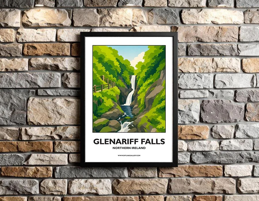 A3.2 - Beautiful poster of historic Glenariff Forest Park for sale, perfect for art lovers and collectors. This artwork brings the beauty of Northern Ireland to any setting, home or office.