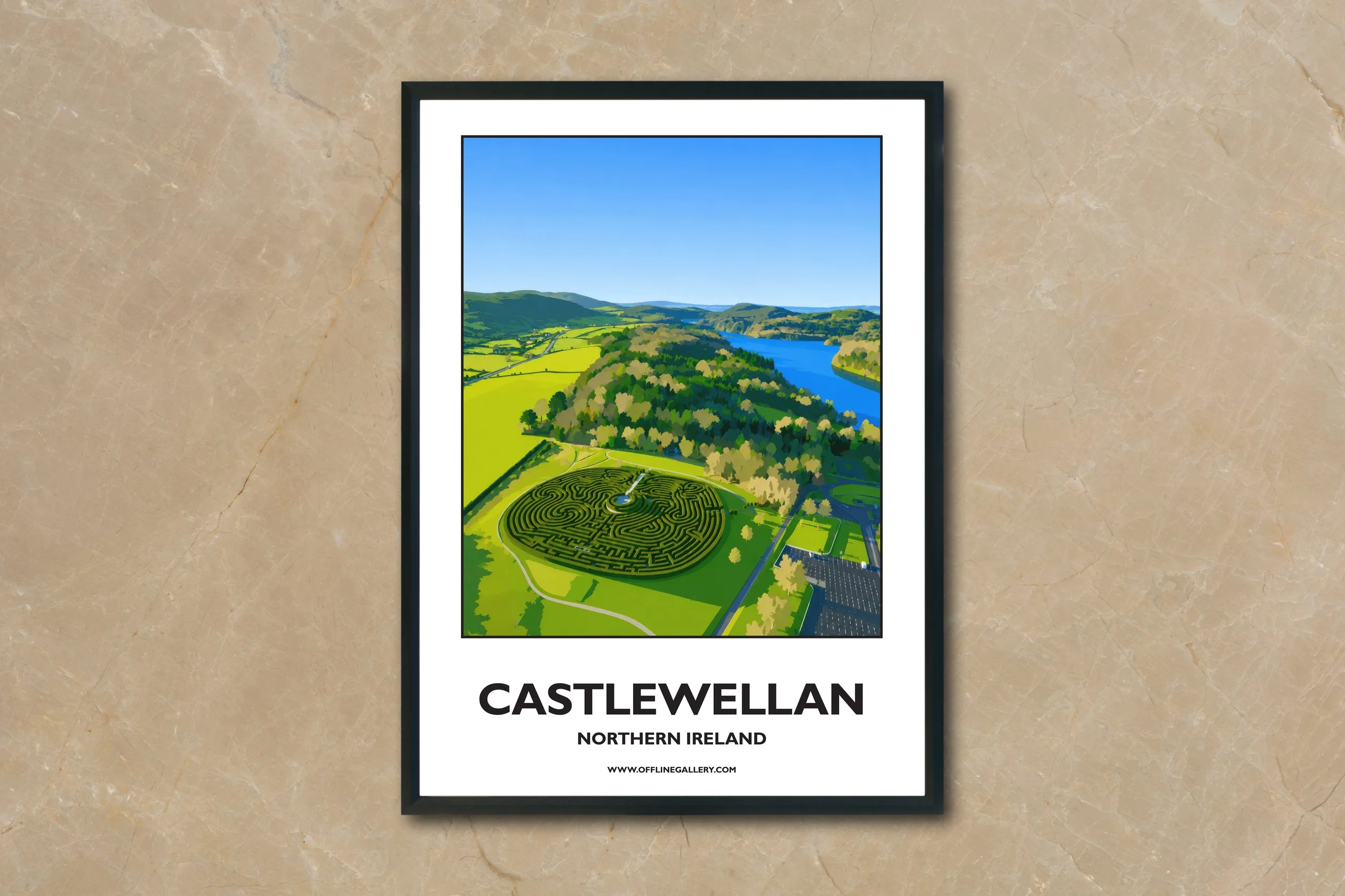 A4.2 - Stunning poster of Castlewellan for sale, perfect for art lovers and collectors. Ideal for home or office, this artwork brings a touch of Northern Ireland's natural charm to any setting.