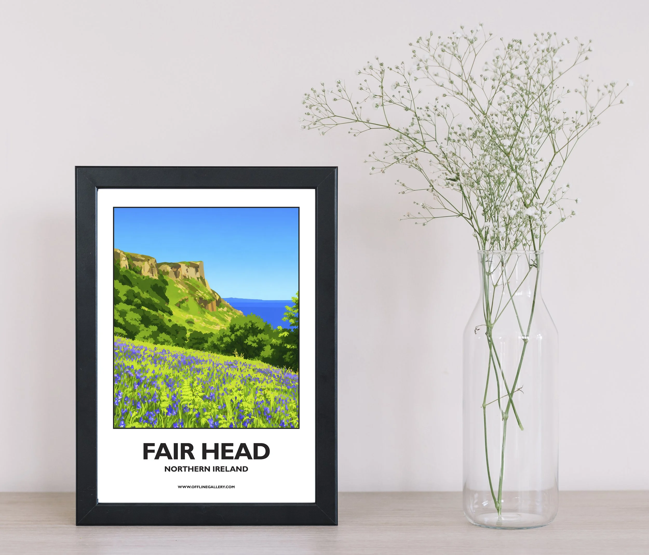 A4.1 - Stunning poster of Fair Head for sale, perfect for art lovers and collectors. Ideal for home or office, this artwork brings a touch of Northern Ireland's natural beauty to any setting.