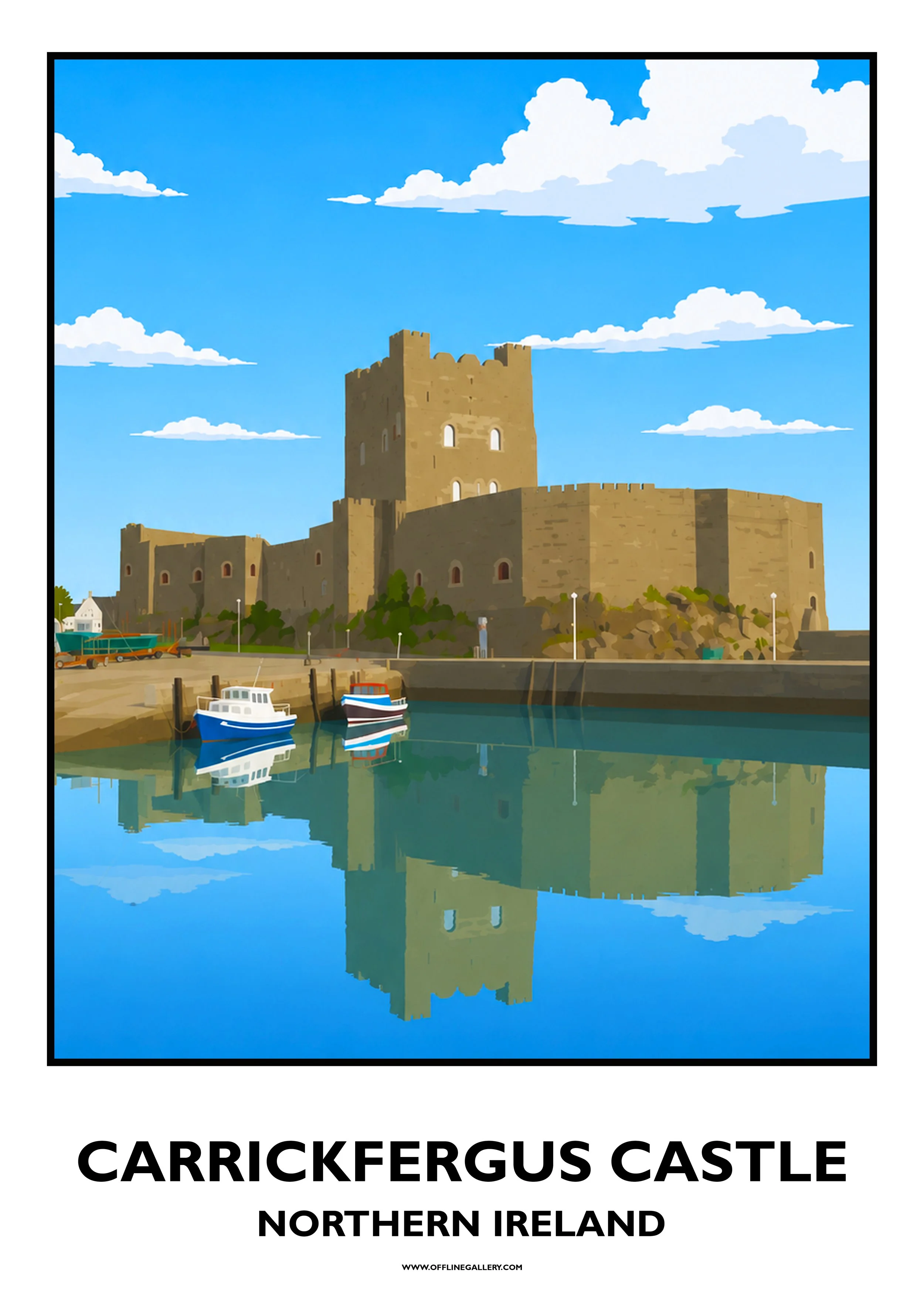 Carrickfergus Castle - 1 - Offline Travel Poster  Prints from: £15.00 