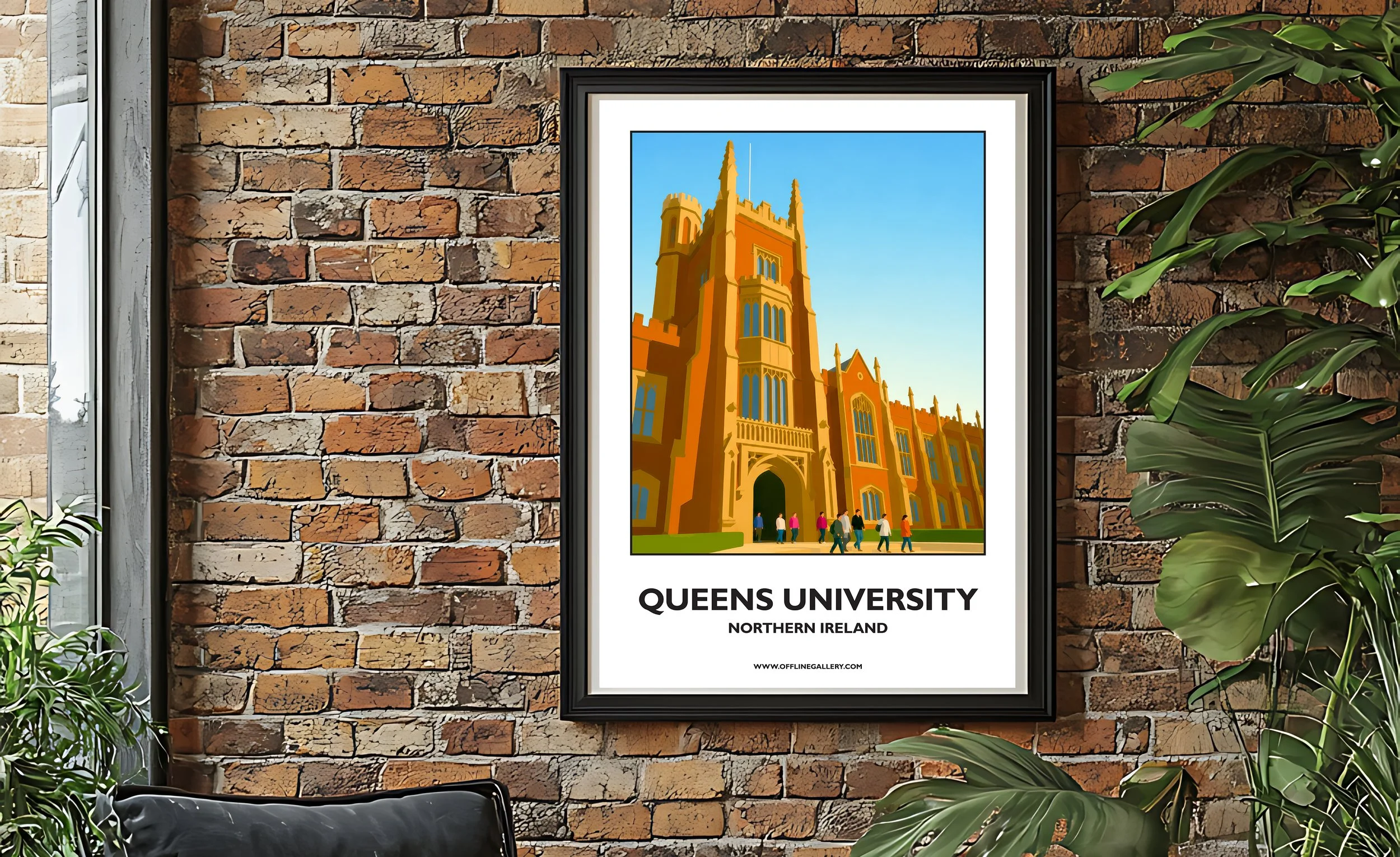 A2.2- Stunning poster of Queens University for sale, perfect for art lovers and collectors. Ideal for home or office, this artwork shows an image of an iconic local university in Northern Ireland.