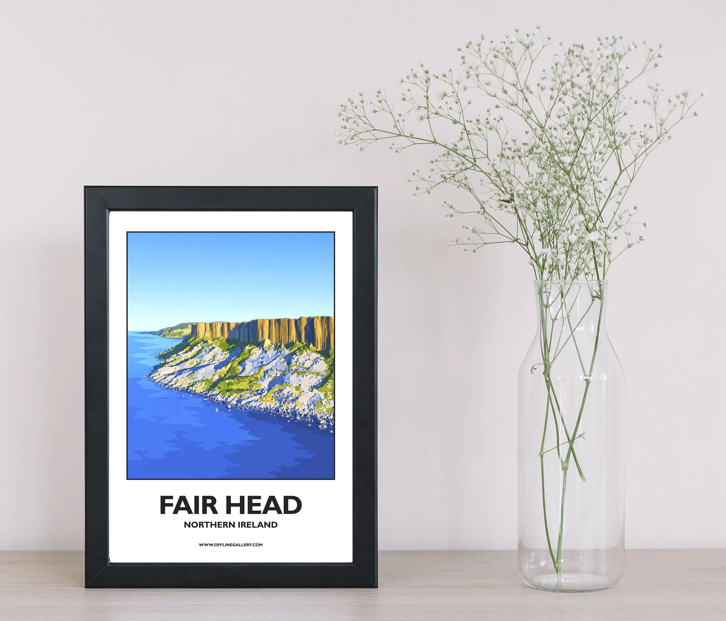 A4.1 - Stunning poster of Fair Head for sale, perfect for art lovers and collectors. Ideal for home or office, this artwork brings a touch of Northern Ireland's natural beauty to any setting.
