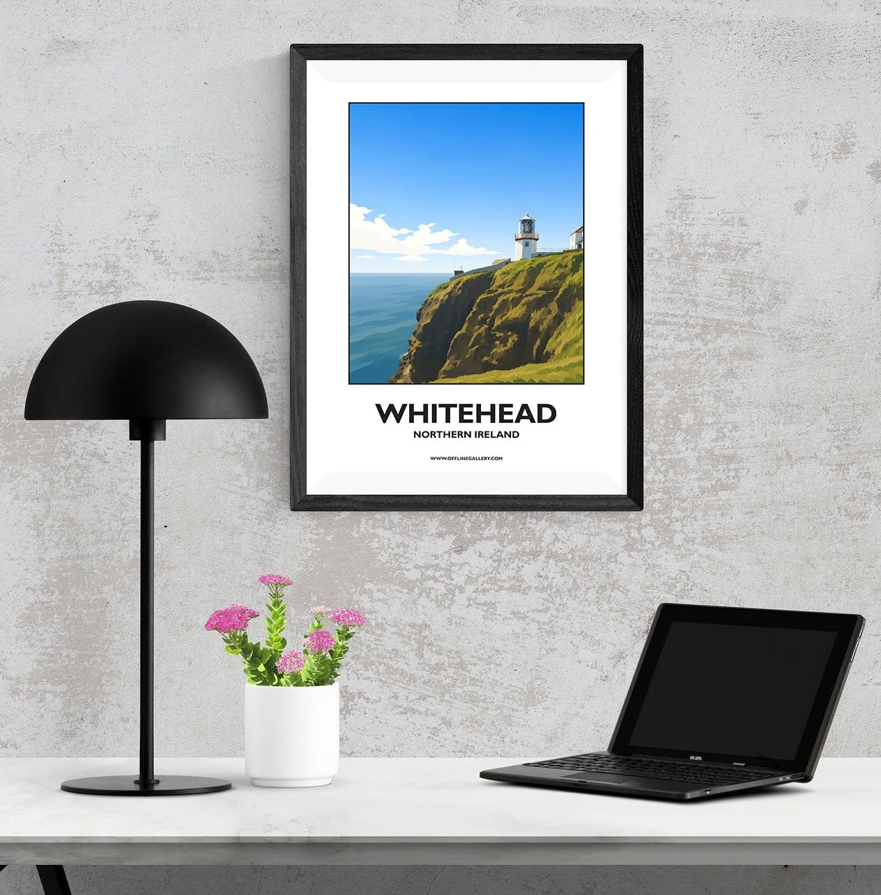 A3.1 - Stunning poster of the iconic Whitehead Lighthouse for sale, perfect for art lovers and collectors. This artwork brings the beauty of Northern Ireland to any setting, home or office.
