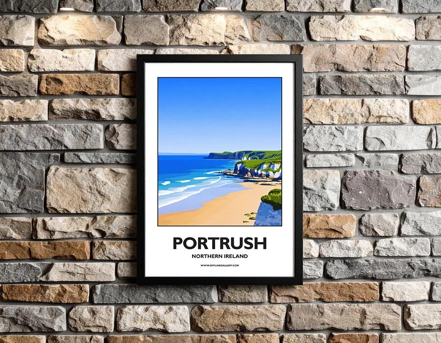 A3.2 - Stunning poster of the Portrush beach for sale, perfect for art lovers and collectors. Ideal for home or office, this artwork brings a touch of Northern Ireland's natural charm to any setting.