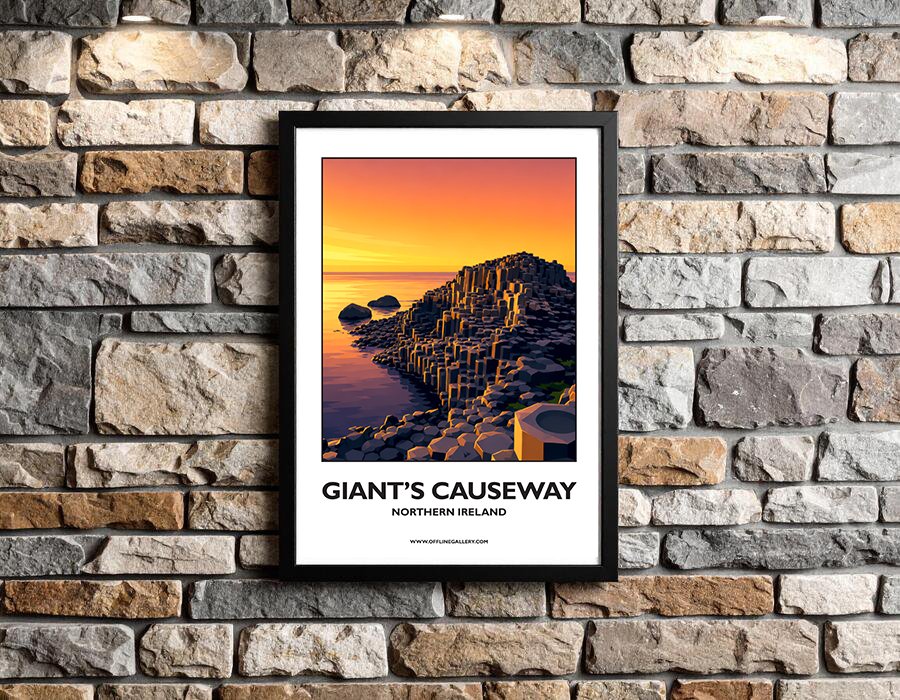 A3.2 - Stunning poster of the iconic Giants Causeway in Antrim for sale, perfect for art lovers and collectors. This artwork brings Northern Ireland to any setting, home or office.
