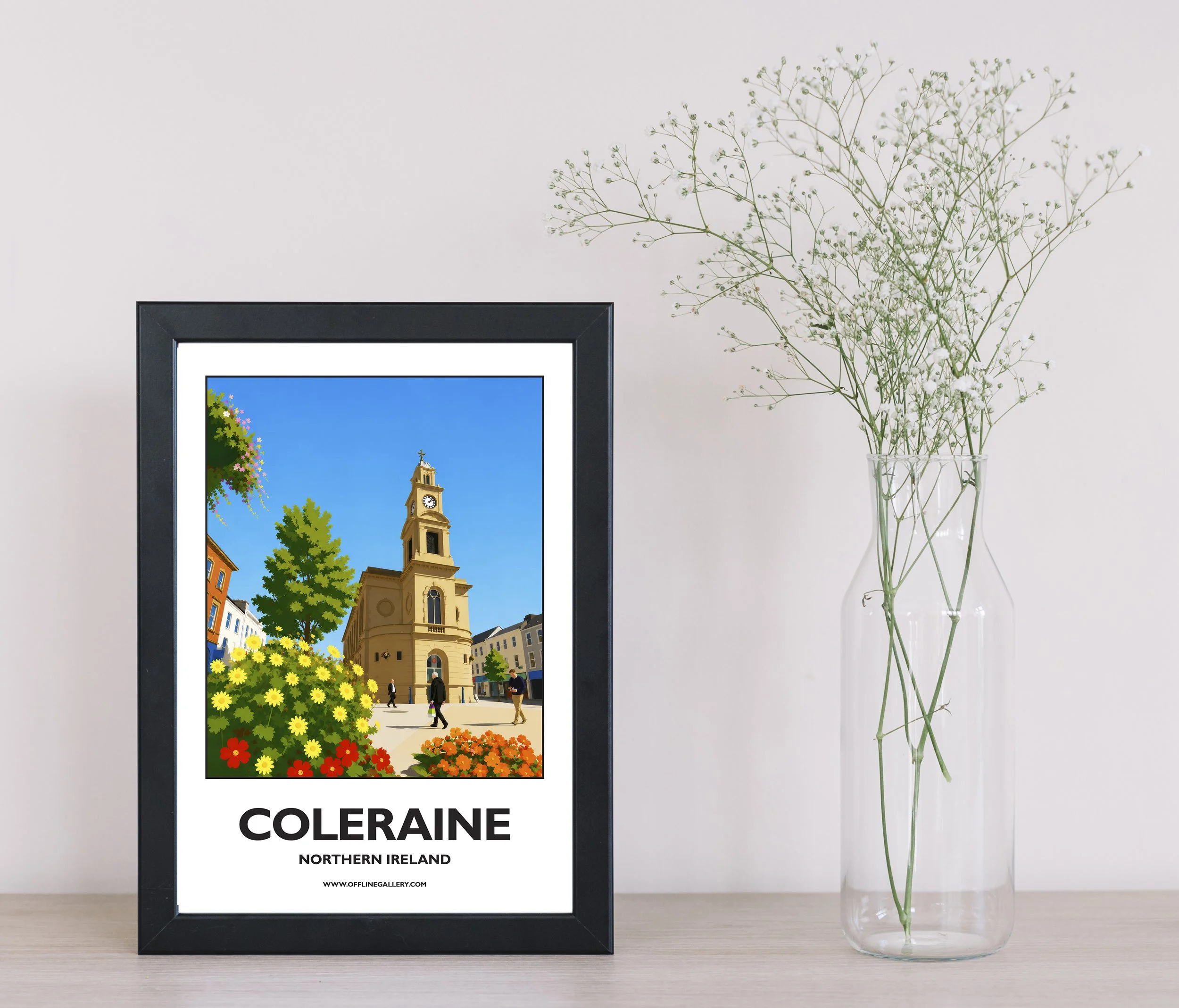 A4.1 - Stunning poster of Coleraine for sale, perfect for art lovers and collectors. Ideal for home or office, this artwork brings a touch of Northern Ireland's natural charm to any setting.
