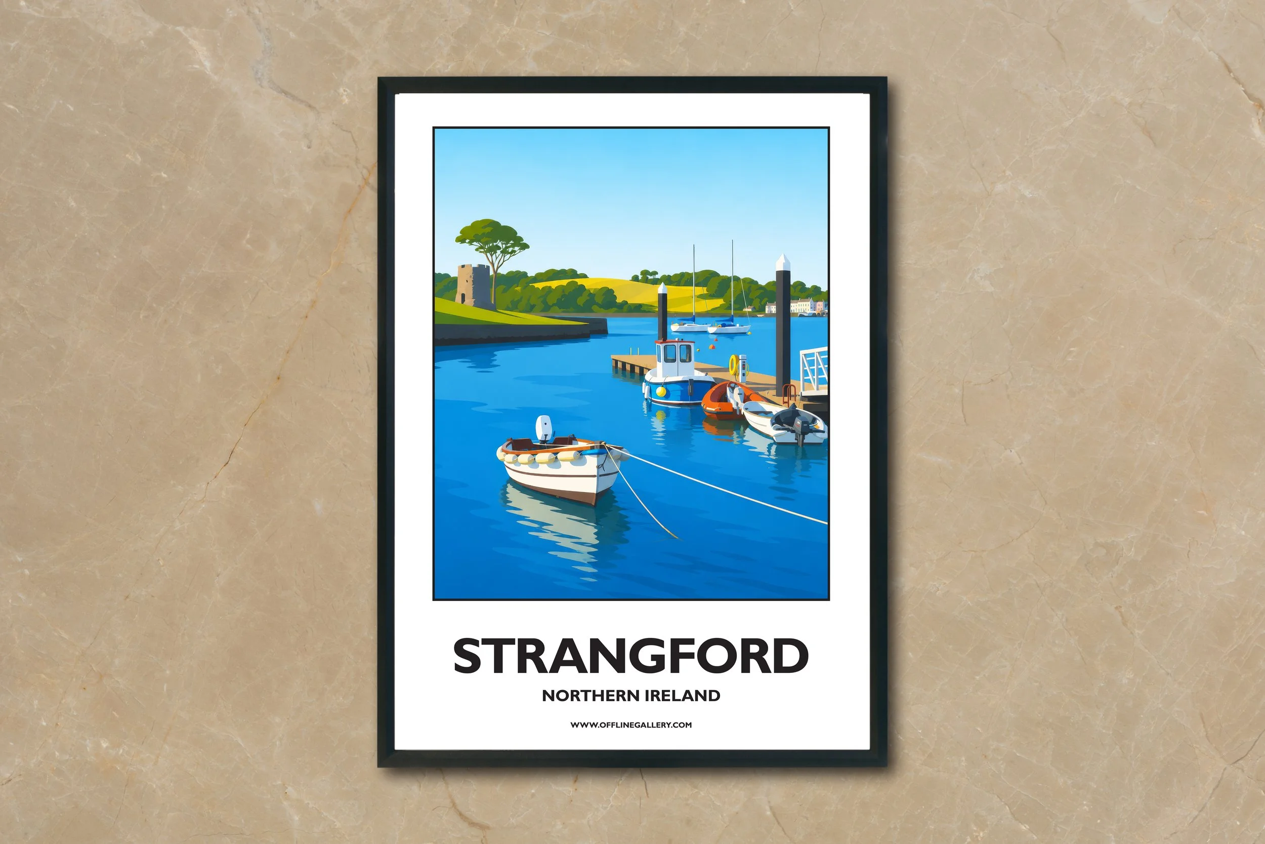 A4.2 - Stunning poster of Strangford Lough for sale, perfect for art lovers and collectors. Ideal for home or office, this artwork brings a touch of Northern Ireland's natural charm to any setting.