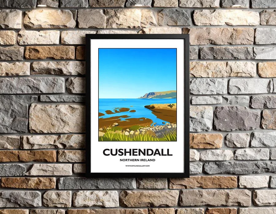 A3.2 - Stunning poster of Cushendall for sale, perfect for art lovers and collectors. Ideal for home or office, this artwork brings a touch of Northern Ireland's natural charm to any setting.