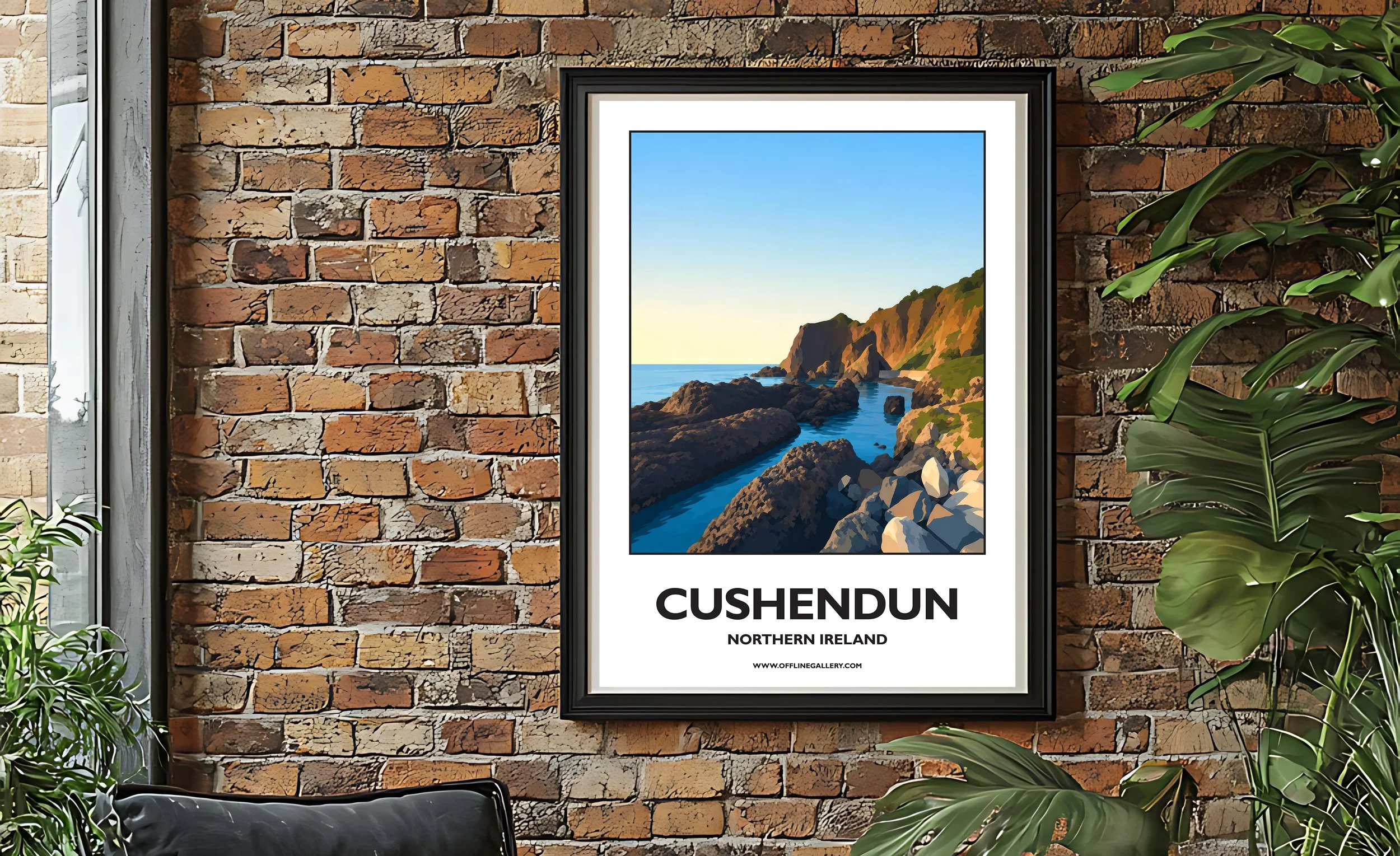 A2.2 - Stunning poster of Cushendun for sale, perfect for art lovers and collectors. Ideal for home or office, this artwork brings a touch of Northern Ireland's natural charm to any setting.