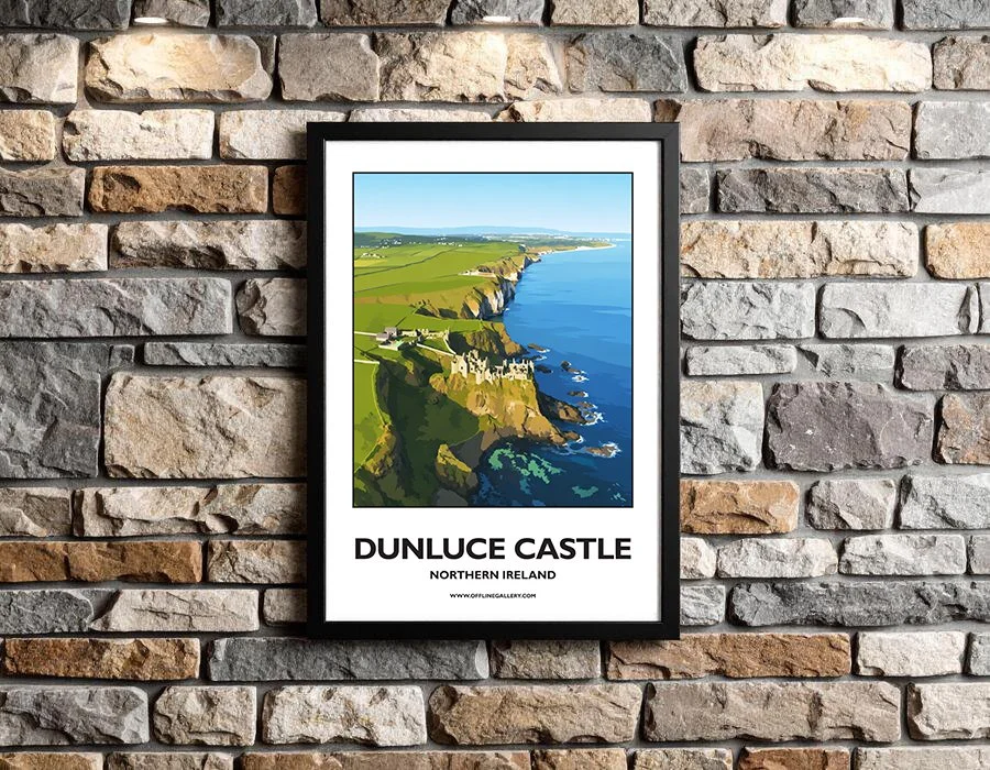 A3.2 - Stunning poster of Dunluce Castle for sale, perfect for art lovers and collectors. Ideal for home or office, this artwork brings a touch of Northern Ireland's natural charm to any setting.