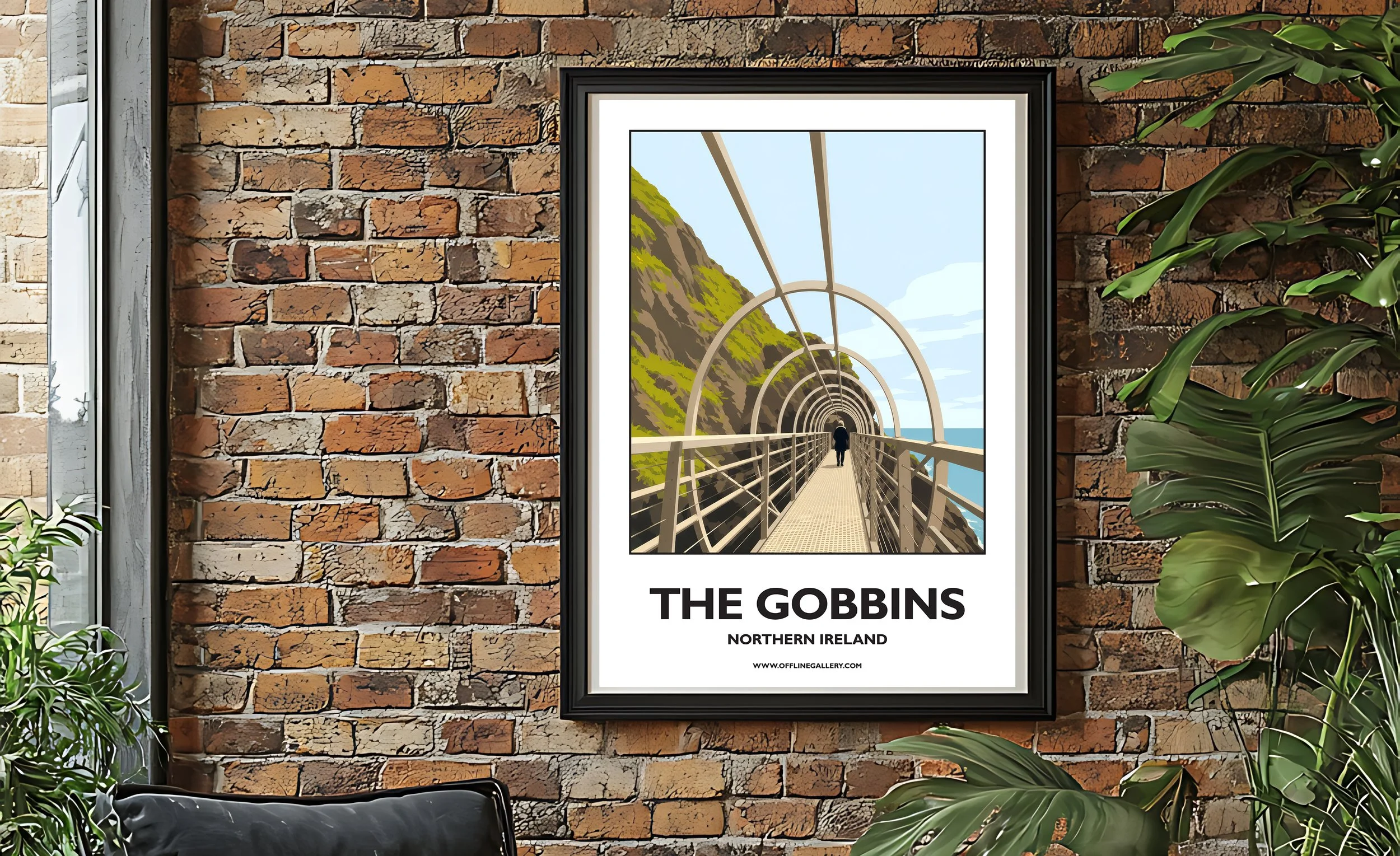 A2.2 - Stunning poster of the iconic Gobbins Cliff Walk for sale, perfect for art lovers and collectors. This artwork brings the beauty of Northern Ireland to any setting, home or office.