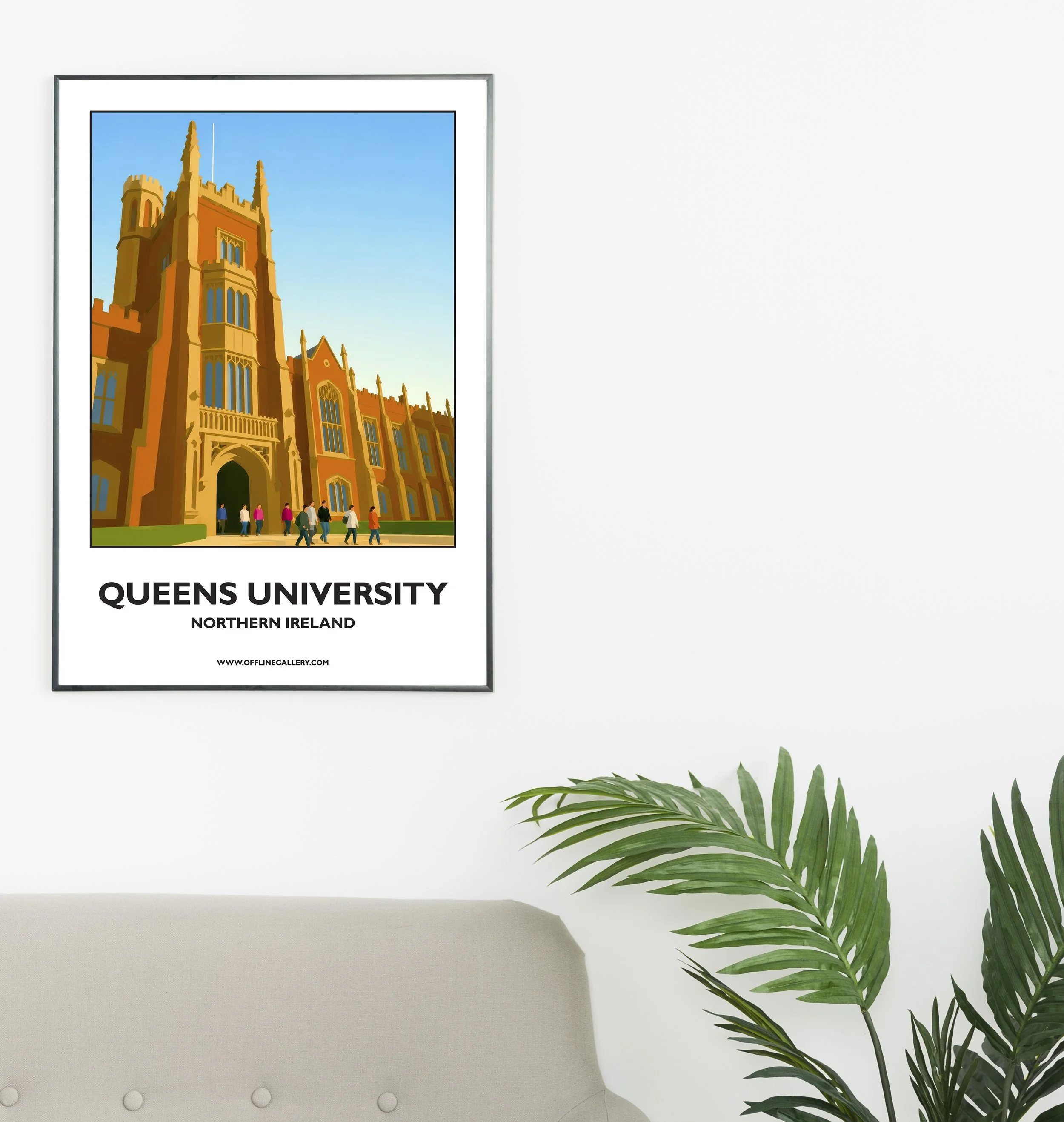 A2.1- Stunning poster of Queens University for sale, perfect for art lovers and collectors. Ideal for home or office, this artwork shows an image of an iconic local university in Northern Ireland.