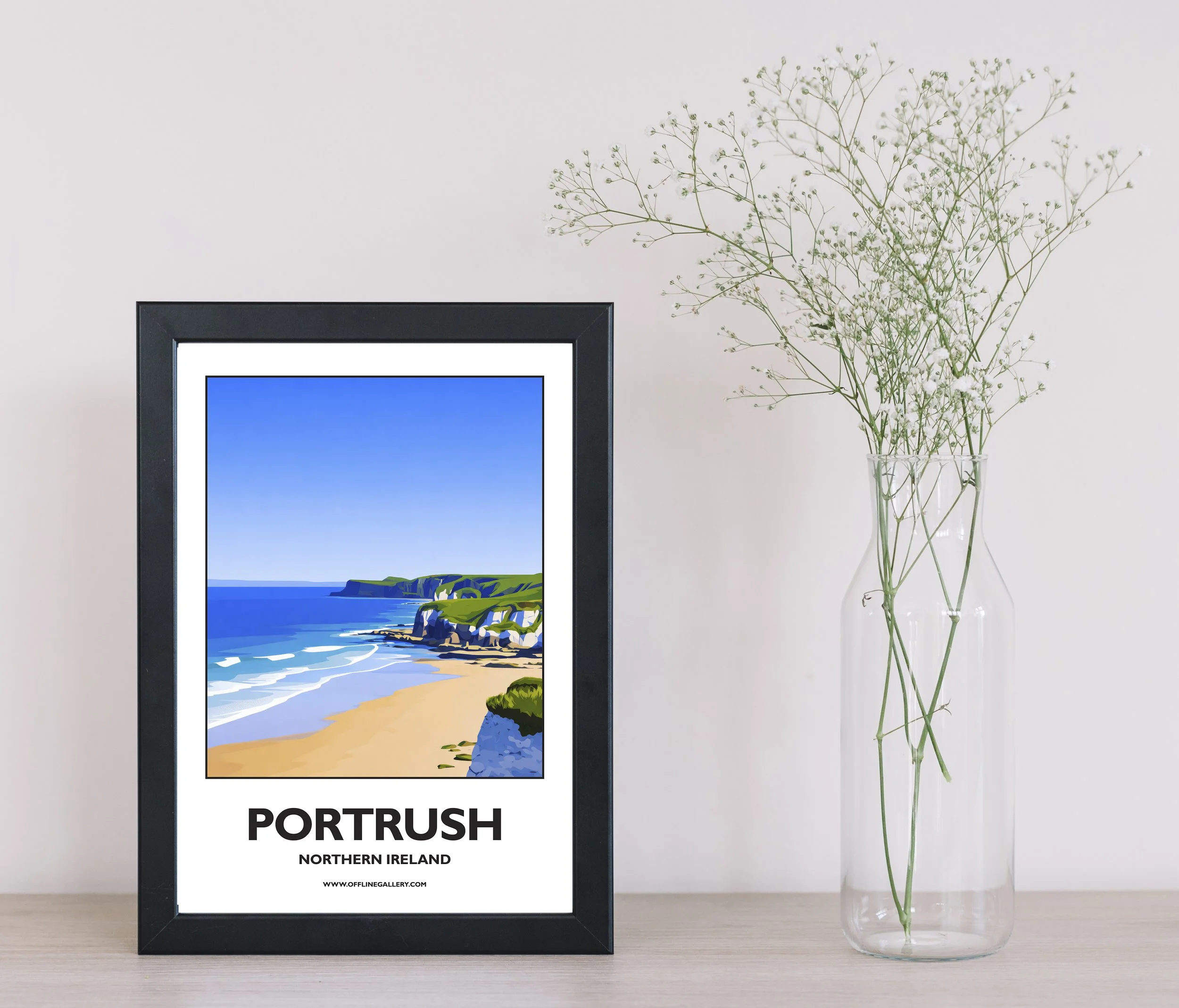 A4.1 - Stunning poster of the Portrush beach for sale, perfect for art lovers and collectors. Ideal for home or office, this artwork brings a touch of Northern Ireland's natural charm to any setting.