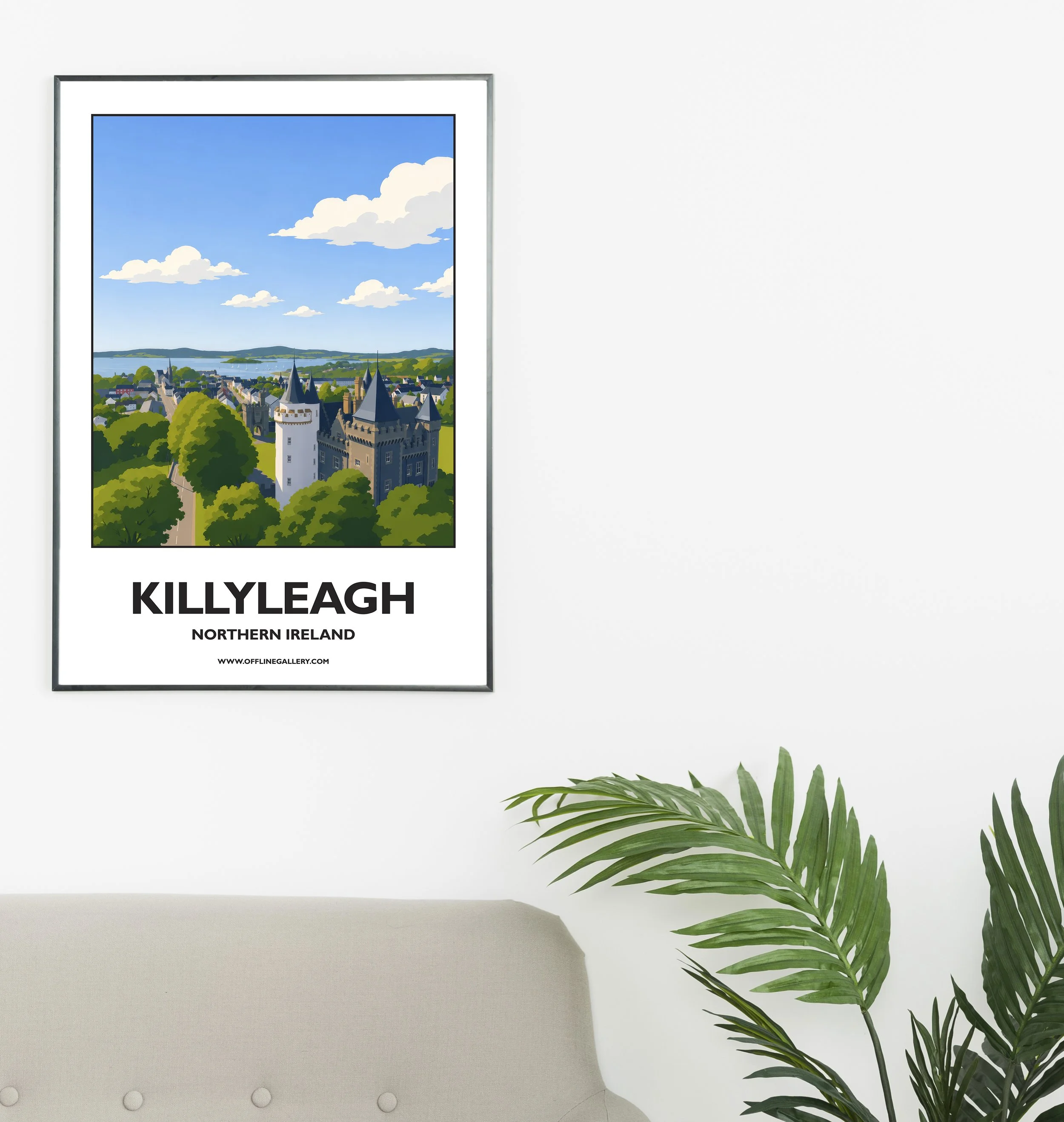 A2.1 - Stunning poster of Killyleagh for sale, perfect for art lovers and collectors. Ideal for home or office, this artwork brings a touch of Northern Ireland's natural charm to any setting.