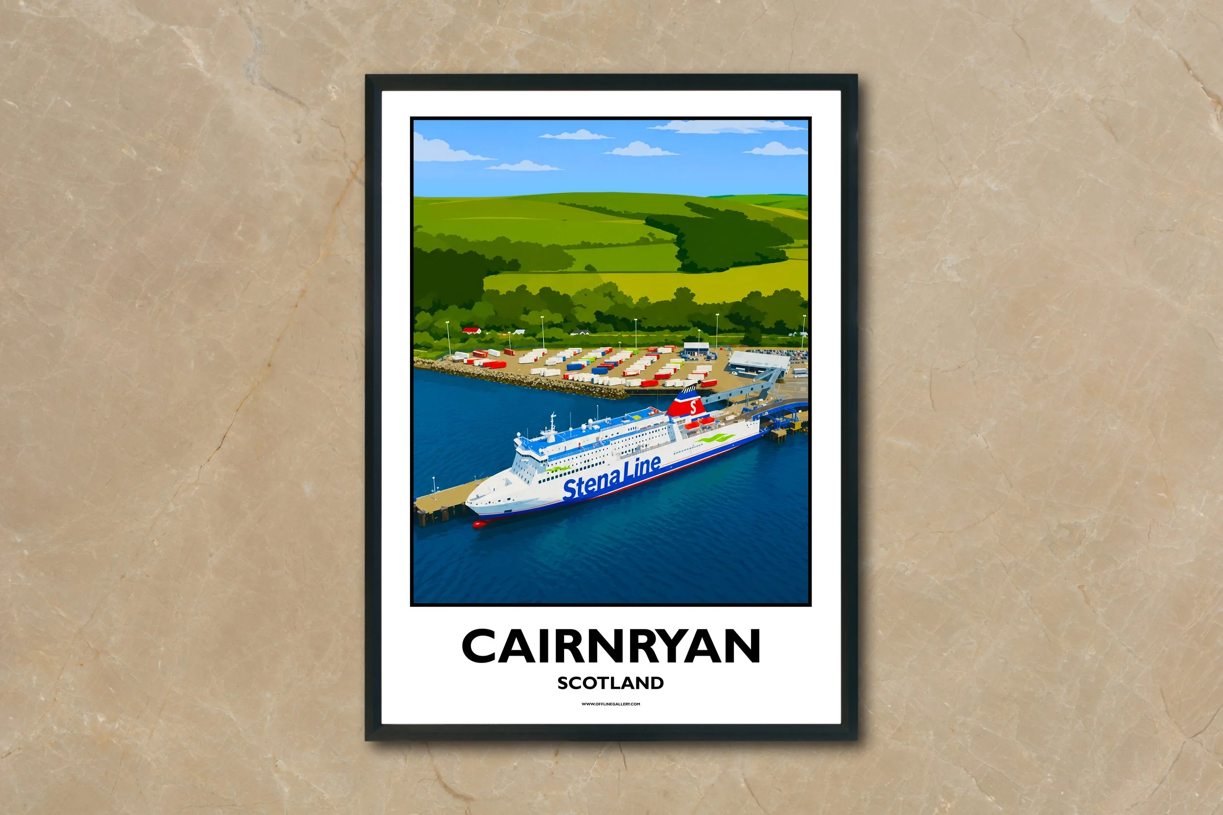 A4.2 - Stunning poster of Cairnryan Port for sale, perfect for art lovers and collectors. Ideal for home or office, this artwork brings a touch of Scotland's natural charm to any setting.