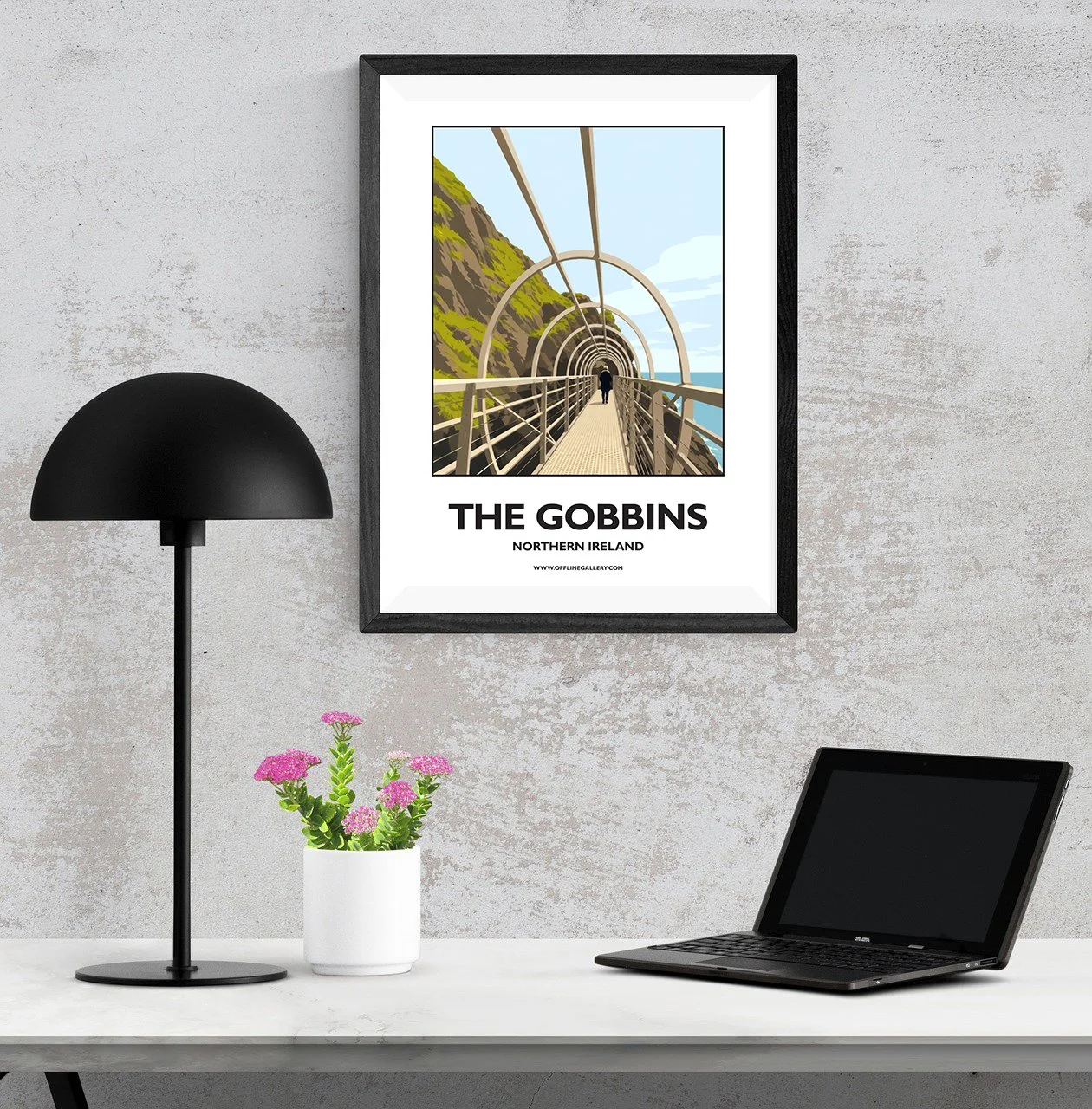A3.1 - Stunning poster of the iconic Gobbins Cliff Walk for sale, perfect for art lovers and collectors. This artwork brings the beauty of Northern Ireland to any setting, home or office.