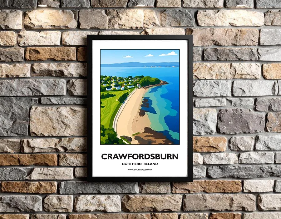 A3.2 - Stunning poster of Crawfordsburn for sale, perfect for art lovers and collectors. Ideal for home or office, this artwork brings a touch of Northern Ireland's natural charm to any setting.