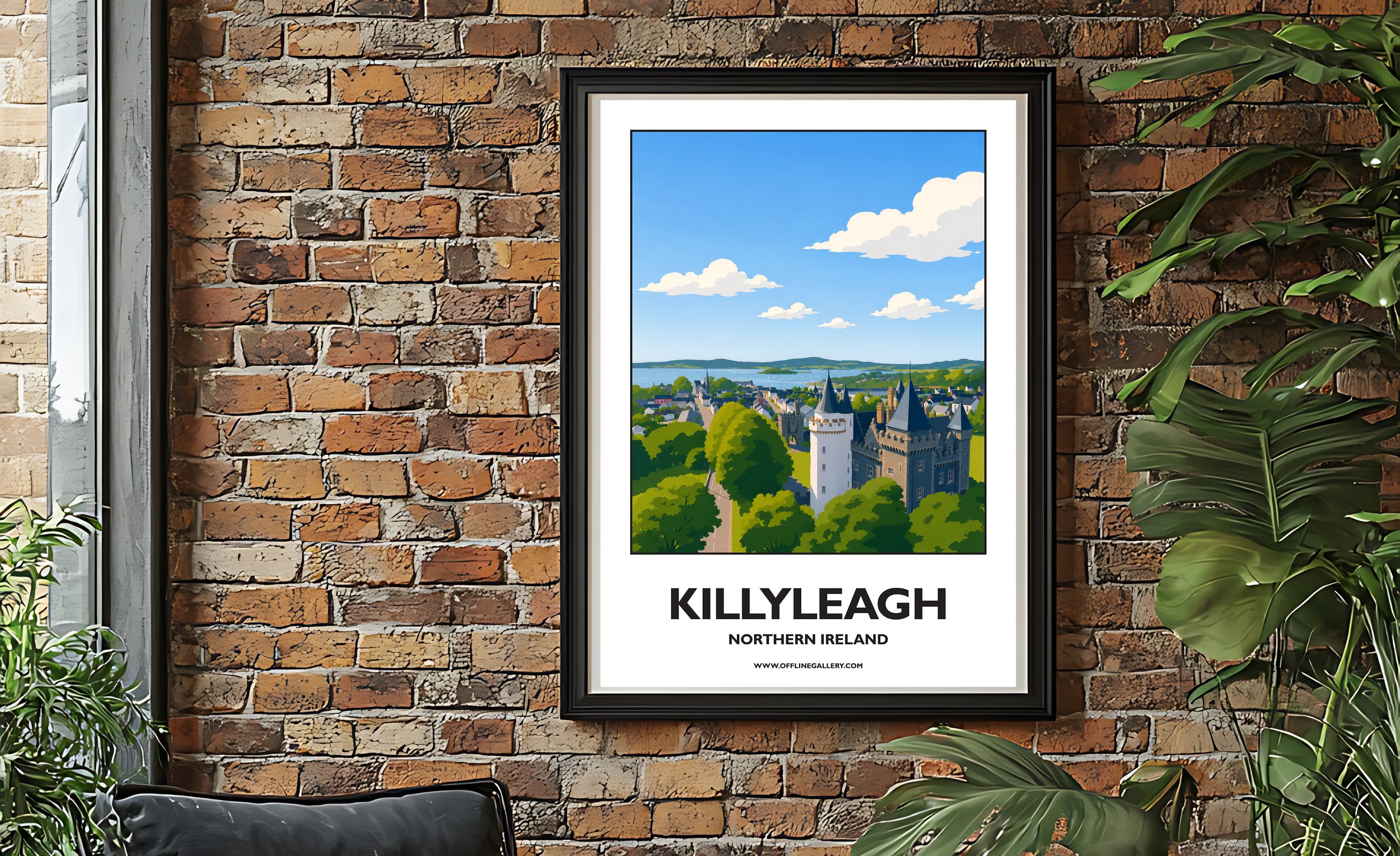 A2.2 - Stunning poster of Killyleagh for sale, perfect for art lovers and collectors. Ideal for home or office, this artwork brings a touch of Northern Ireland's natural charm to any setting.