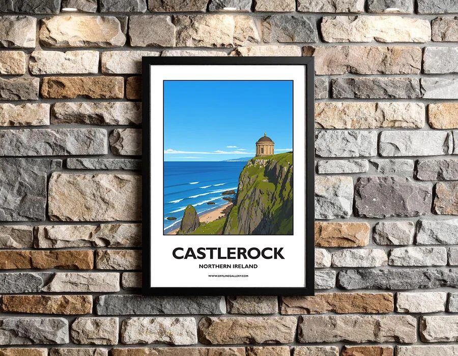A3.2 - Stunning poster of Castlerock for sale, perfect for art lovers and collectors. Ideal for home or office, this artwork brings a touch of Northern Ireland's natural charm to any setting.