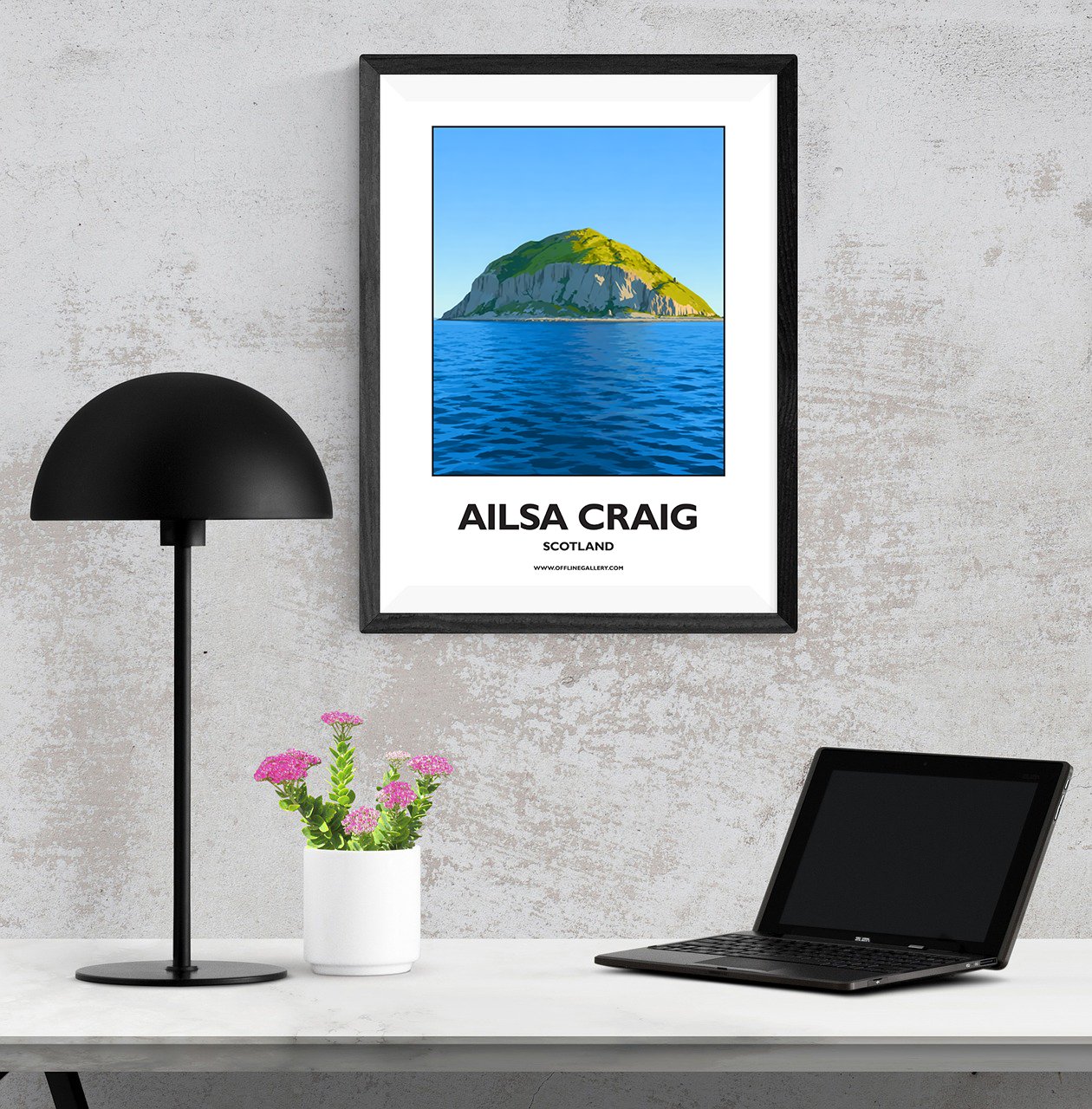 A3.1 - Stunning poster of Ailsa Craig for sale, perfect for art lovers and collectors. Ideal for home or office, this artwork brings a touch of Scotland's natural charm to any setting.