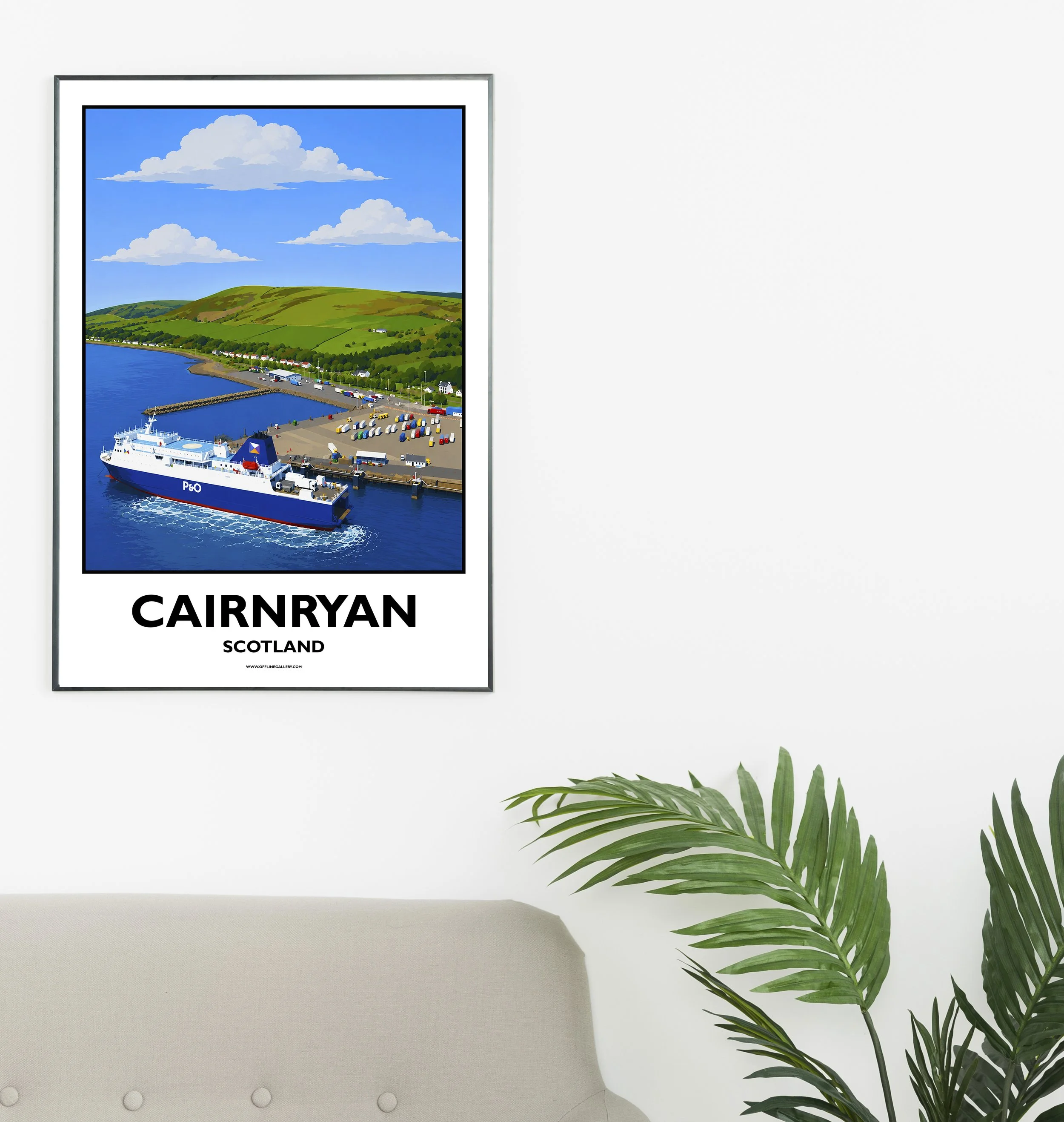 A2.1 - Stunning poster of Cairnryan Port for sale, perfect for art lovers and collectors. Ideal for home or office, this artwork brings a touch of Scotland's natural charm to any setting.