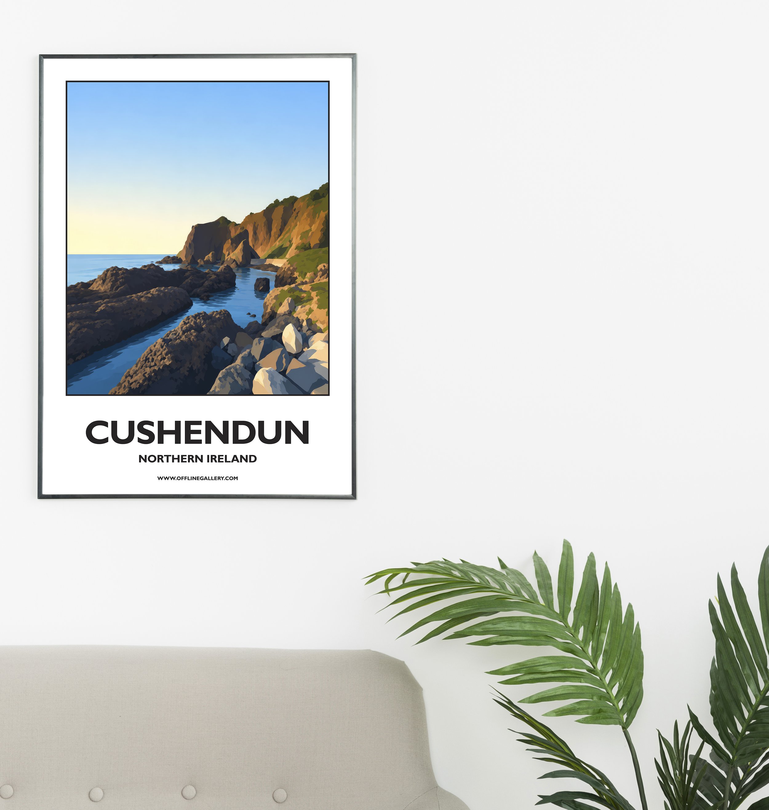 A2.1 - Stunning poster of Cushendun for sale, perfect for art lovers and collectors. Ideal for home or office, this artwork brings a touch of Northern Ireland's natural charm to any setting.