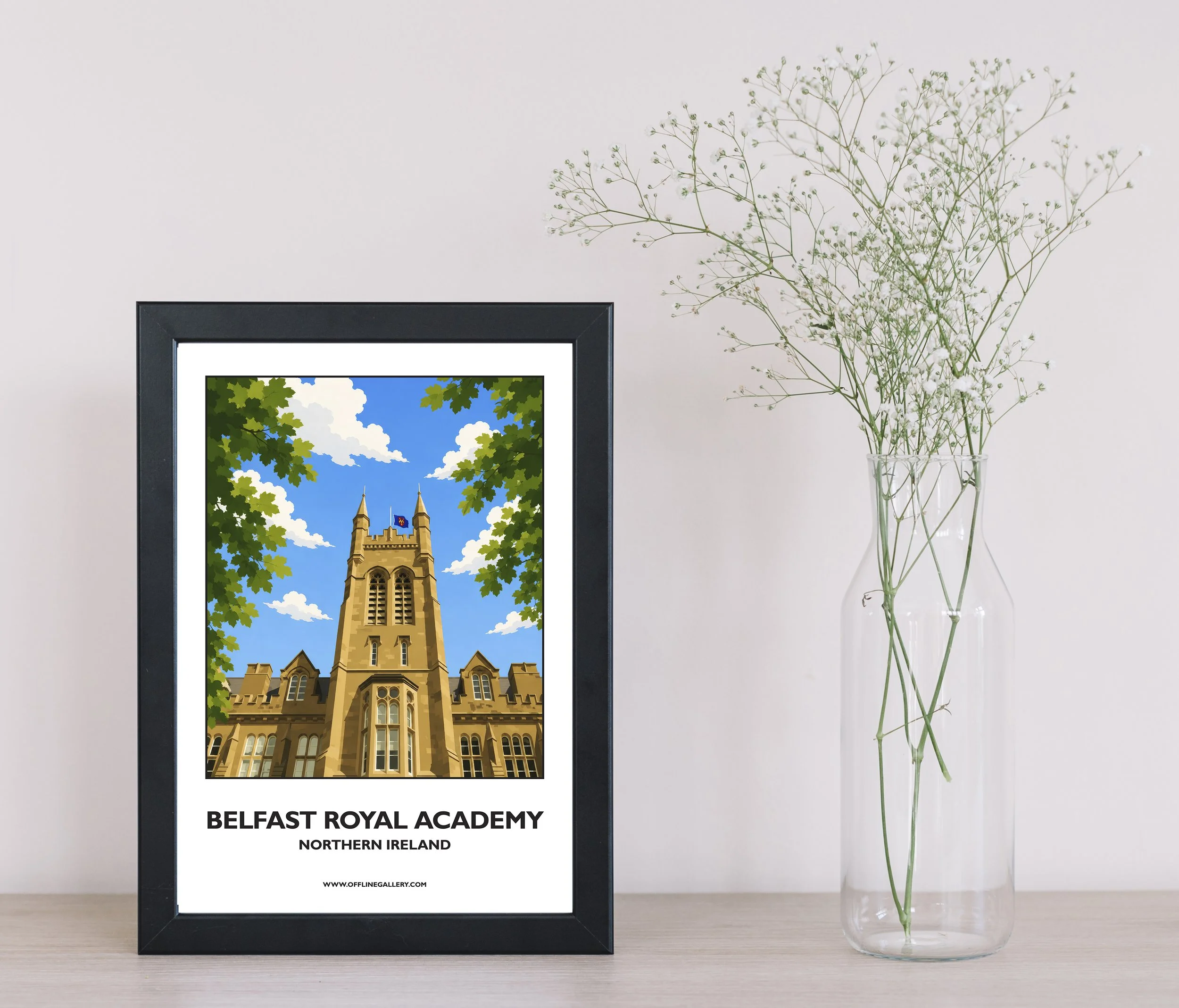 - Stunning poster of Belfast Royal Academy for sale, perfect for art lovers and collectors. Ideal for home or office, this artwork shows an image of a famous local school in Northern Ireland.