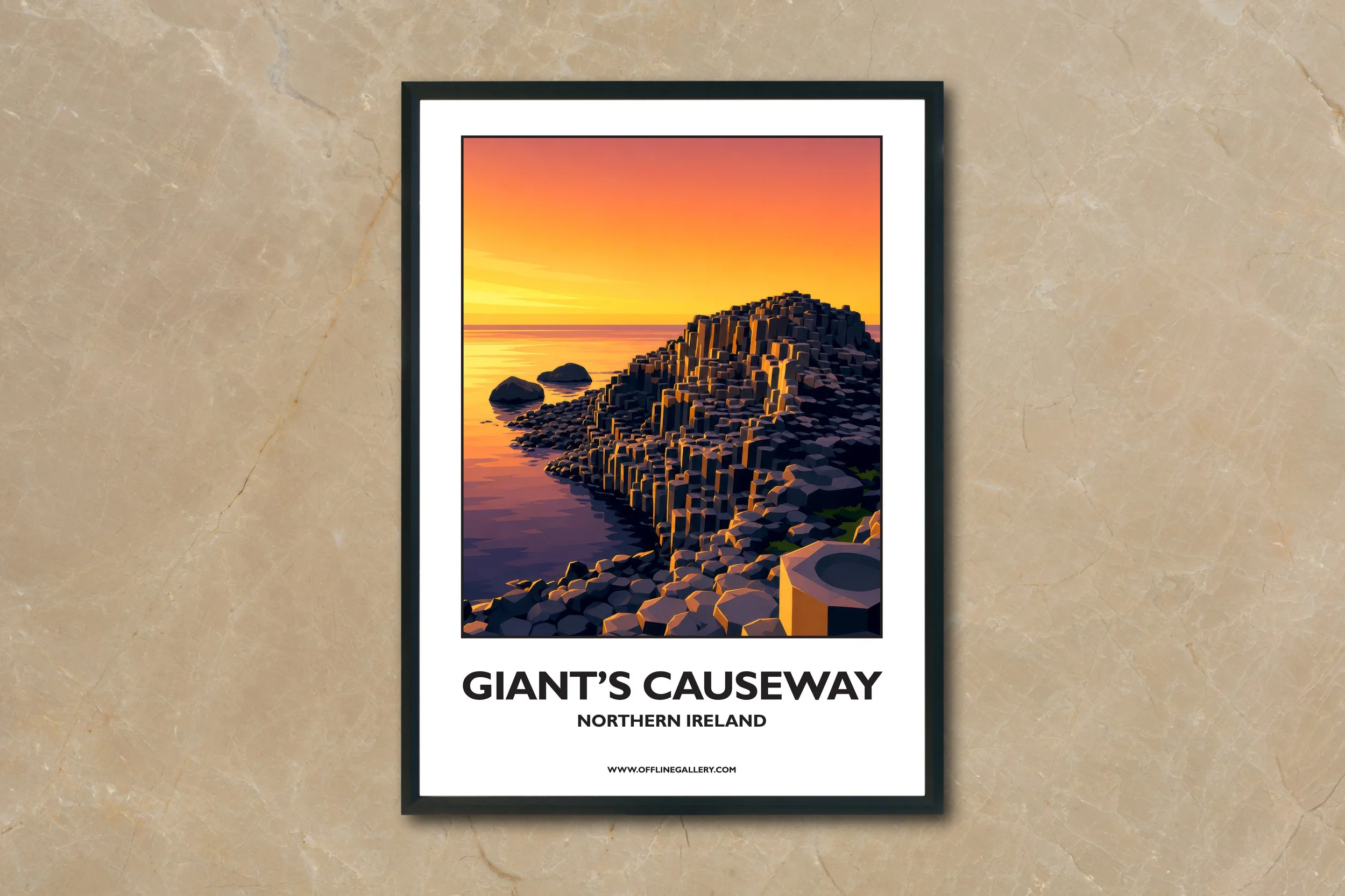 A4.2 - Stunning poster of the iconic Giants Causeway in Antrim for sale, perfect for art lovers and collectors. This artwork brings Northern Ireland to any setting, home or office.