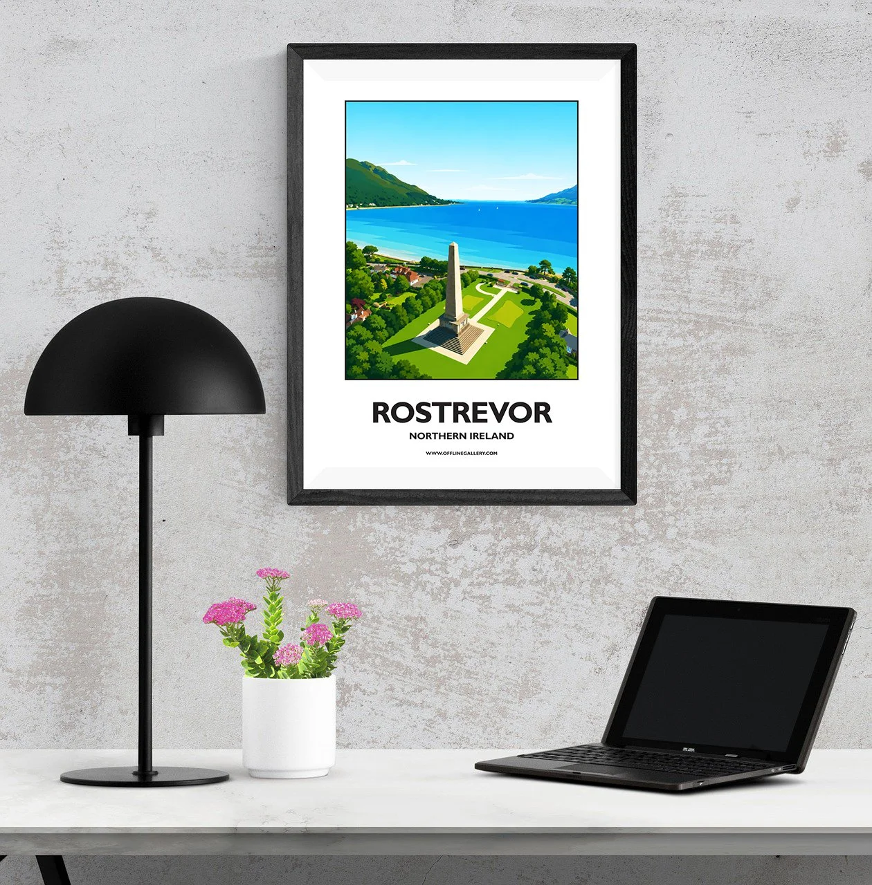 A3.1 - Stunning poster of Rostrevor for sale, perfect for art lovers and collectors. Ideal for home or office, this artwork brings a touch of Northern Ireland's natural charm to any setting.