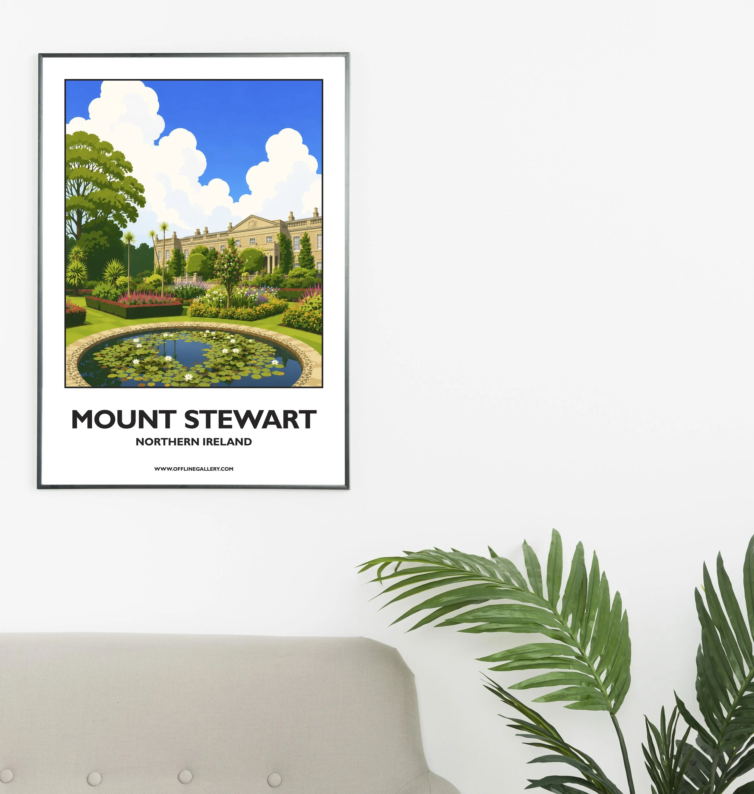 A2.1 - Beautiful poster of historic Mount Stewart for sale, perfect for art lovers and collectors. This artwork brings the beauty of Northern Ireland to any setting, home or office.