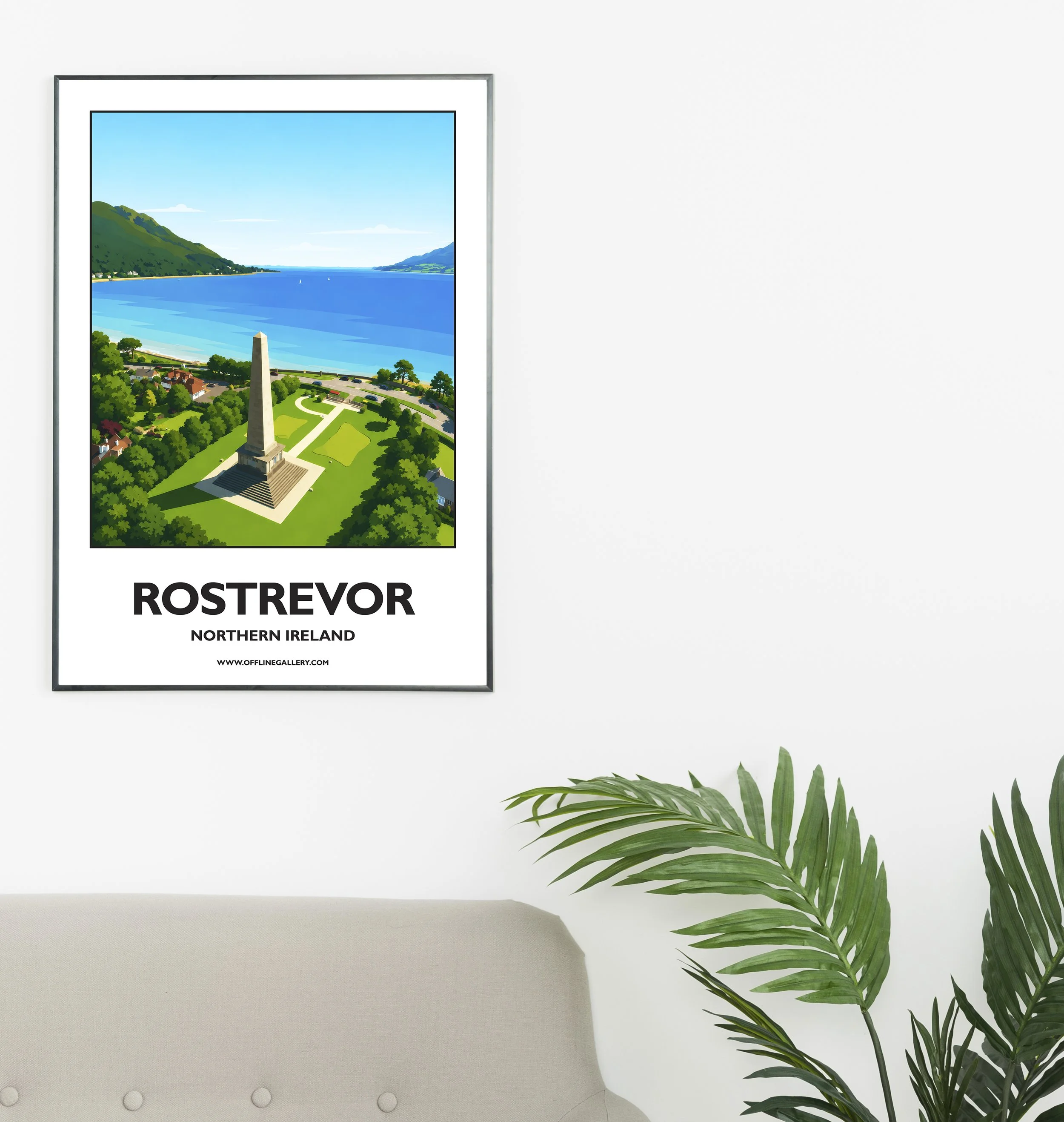 A2.1 - Stunning poster of Rostrevor for sale, perfect for art lovers and collectors. Ideal for home or office, this artwork brings a touch of Northern Ireland's natural charm to any setting.