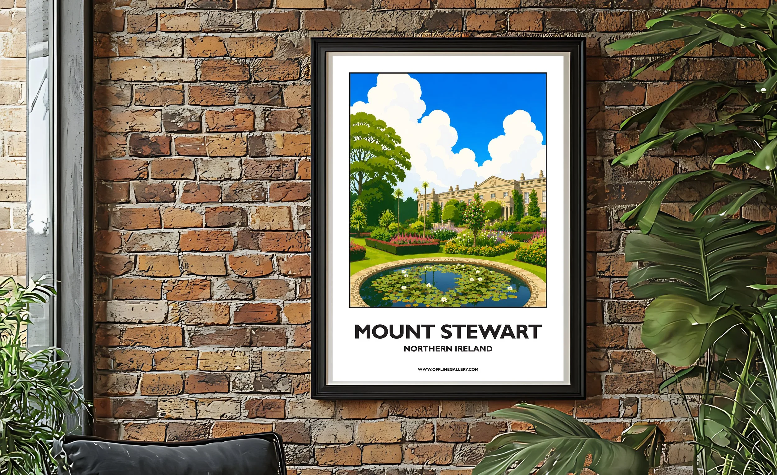 A2.2 - Beautiful poster of historic Mount Stewart for sale, perfect for art lovers and collectors. This artwork brings the beauty of Northern Ireland to any setting, home or office.