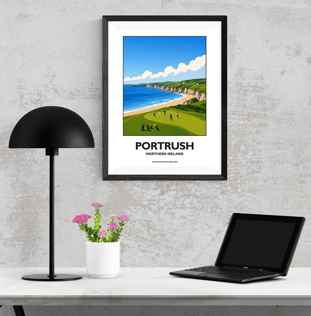 A3.1 - Beautiful poster of the Portrush coastline for sale, perfect for art lovers and collectors. Ideal for home or office, this artwork brings a touch of Northern Ireland's charm to any setting.