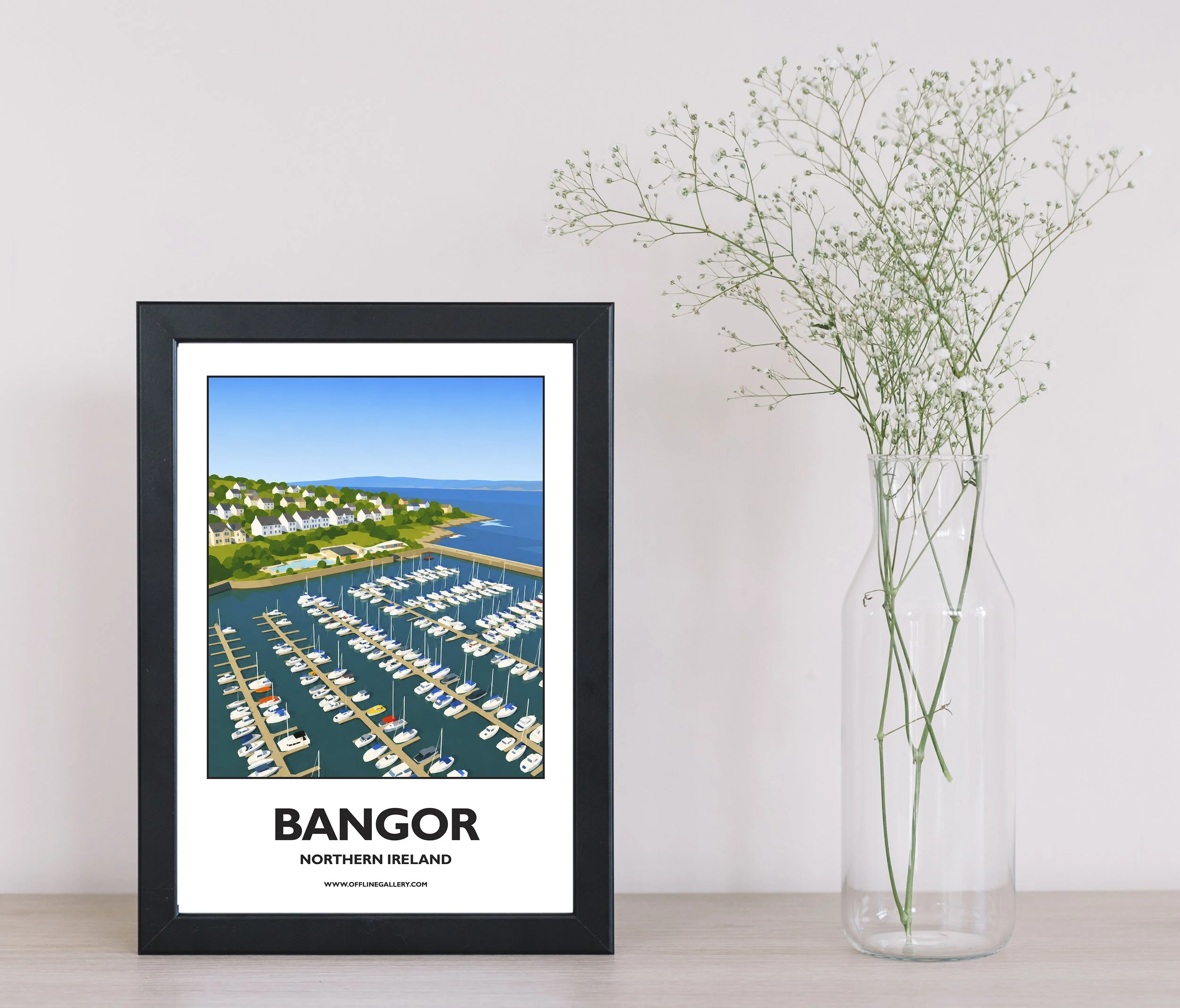 A4.1 - Stunning poster of Bangor Marina for sale, perfect for art lovers and collectors. Ideal for home or office, this artwork brings a touch of Northern Ireland's natural charm to any setting.