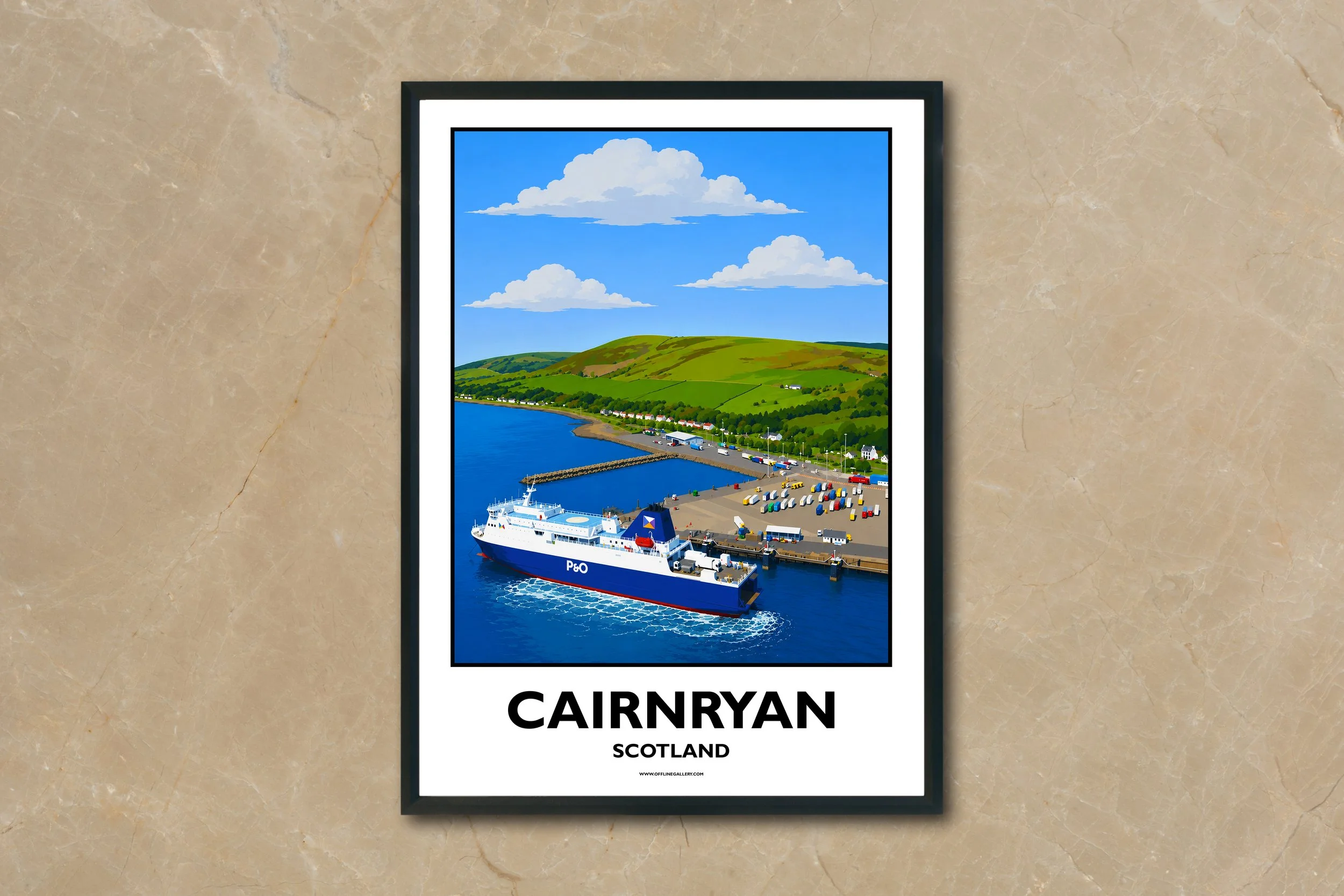 A4.2 - Stunning poster of Cairnryan Port for sale, perfect for art lovers and collectors. Ideal for home or office, this artwork brings a touch of Scotland's natural charm to any setting.