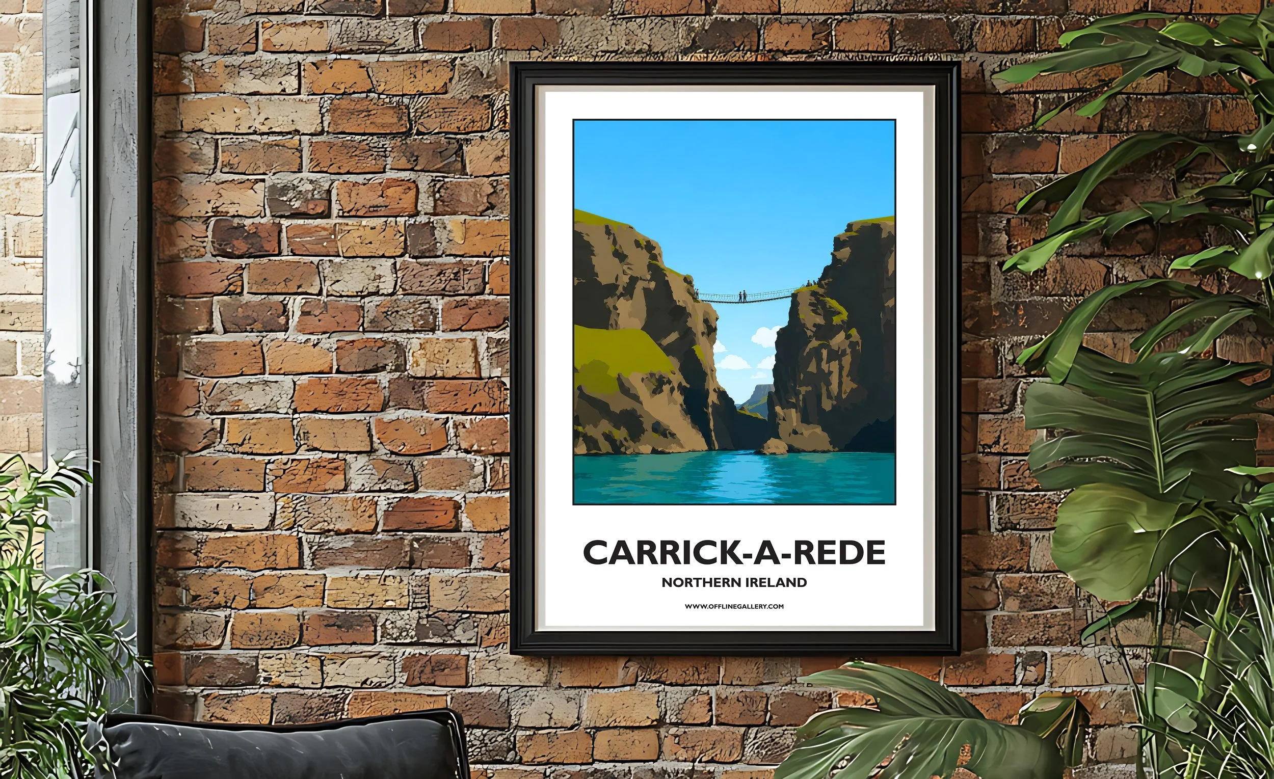 A2.2 - Poster of Carrick-a-Rede Rope Bridge for sale, perfect for art lovers and collectors. Ideal for home or office, this artwork brings Northern Ireland's natural charm to any setting.