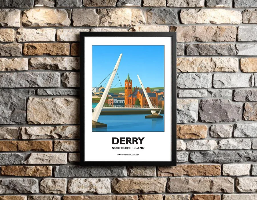 A3.2 - Stunning poster of historic Derry for sale, perfect for art lovers and collectors. Ideal for home or office, this artwork brings a touch of Northern Ireland's natural beauty to any setting.