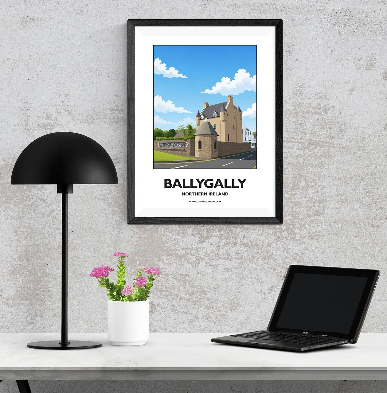 A3.1 - Stunning poster of Ballygally Castle for sale, perfect for art lovers and collectors. Ideal for home or office, this artwork brings a touch of Northern Ireland's natural charm to any setting.