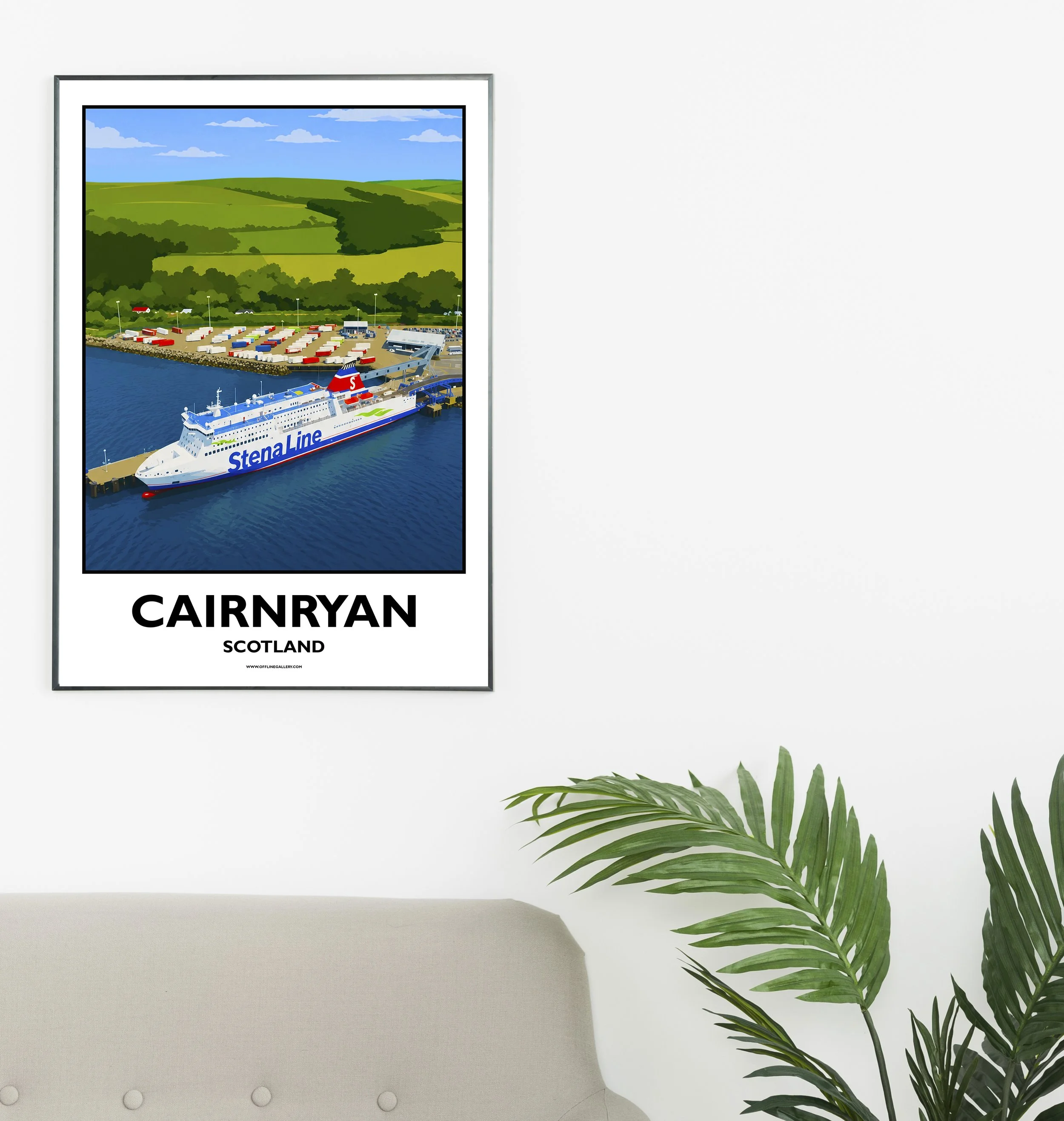 A2.1 - Stunning poster of Cairnryan Port for sale, perfect for art lovers and collectors. Ideal for home or office, this artwork brings a touch of Scotland's natural charm to any setting.