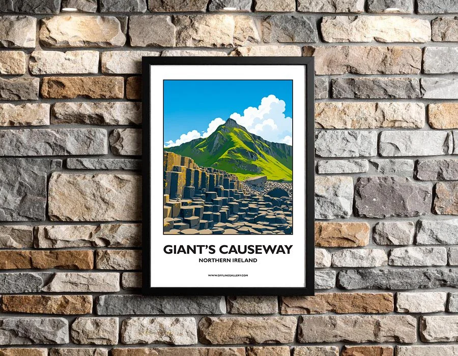 A3.2 - Stunning poster of the iconic Giants Causeway in Antrim for sale, perfect for art lovers and collectors. This artwork brings Northern Ireland to any setting, home or office.