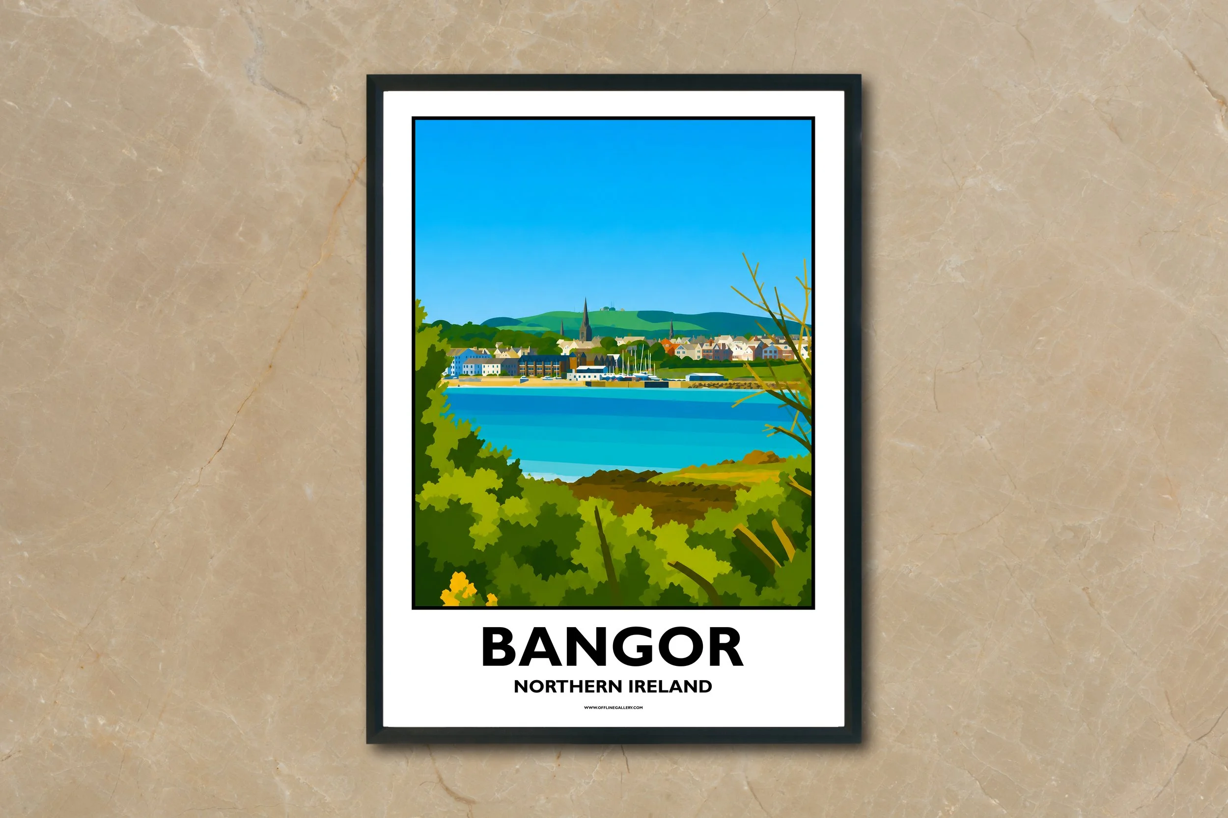 A4.2 - Stunning poster of Bangor for sale, perfect for art lovers and collectors. Ideal for home or office, this artwork brings a touch of Northern Ireland's natural charm to any setting.