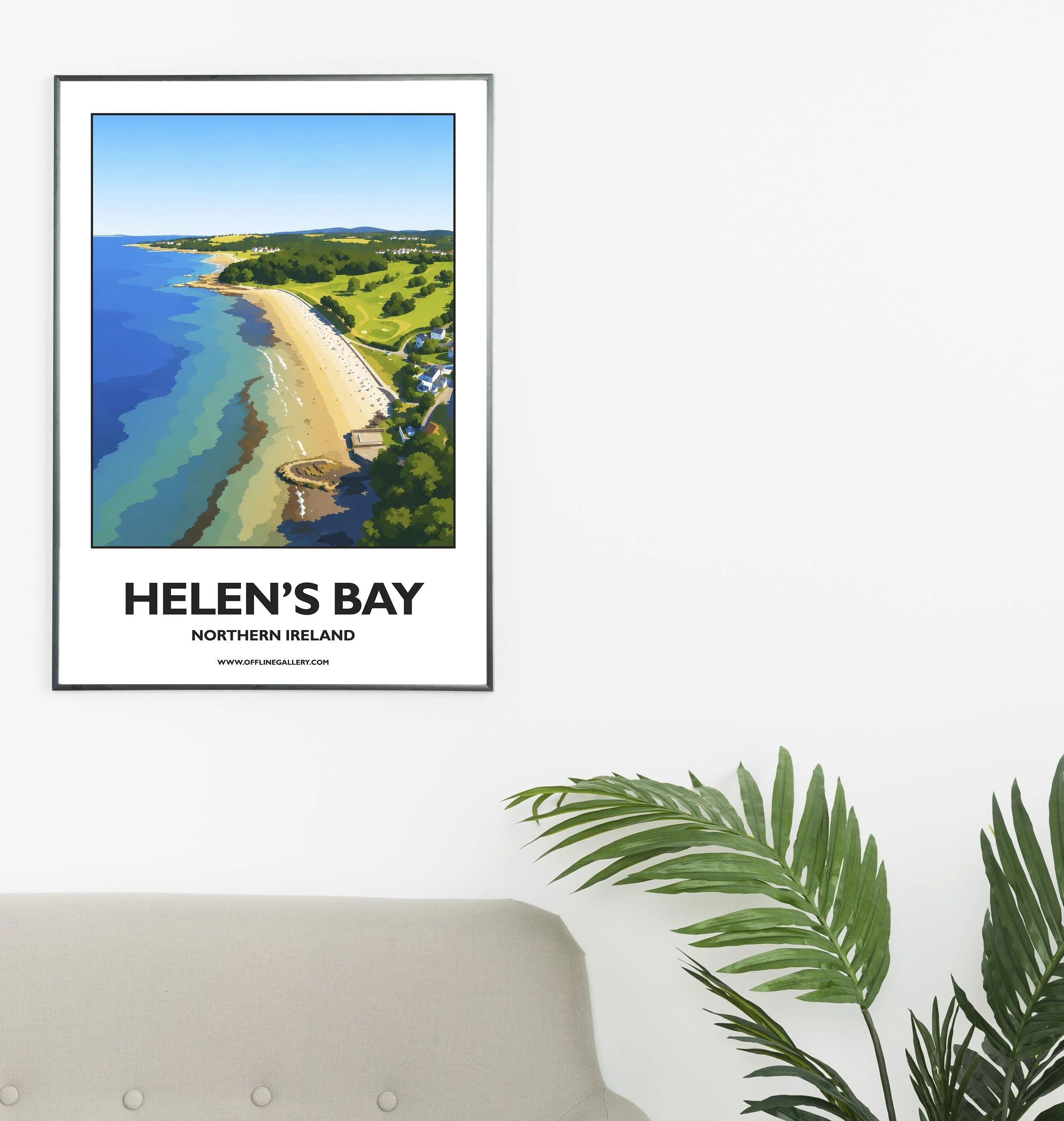 A2.1 - Stunning poster of Helen’s Bay for sale, perfect for art lovers and collectors. Ideal for home or office, this artwork brings a touch of Northern Ireland's natural charm to any setting.