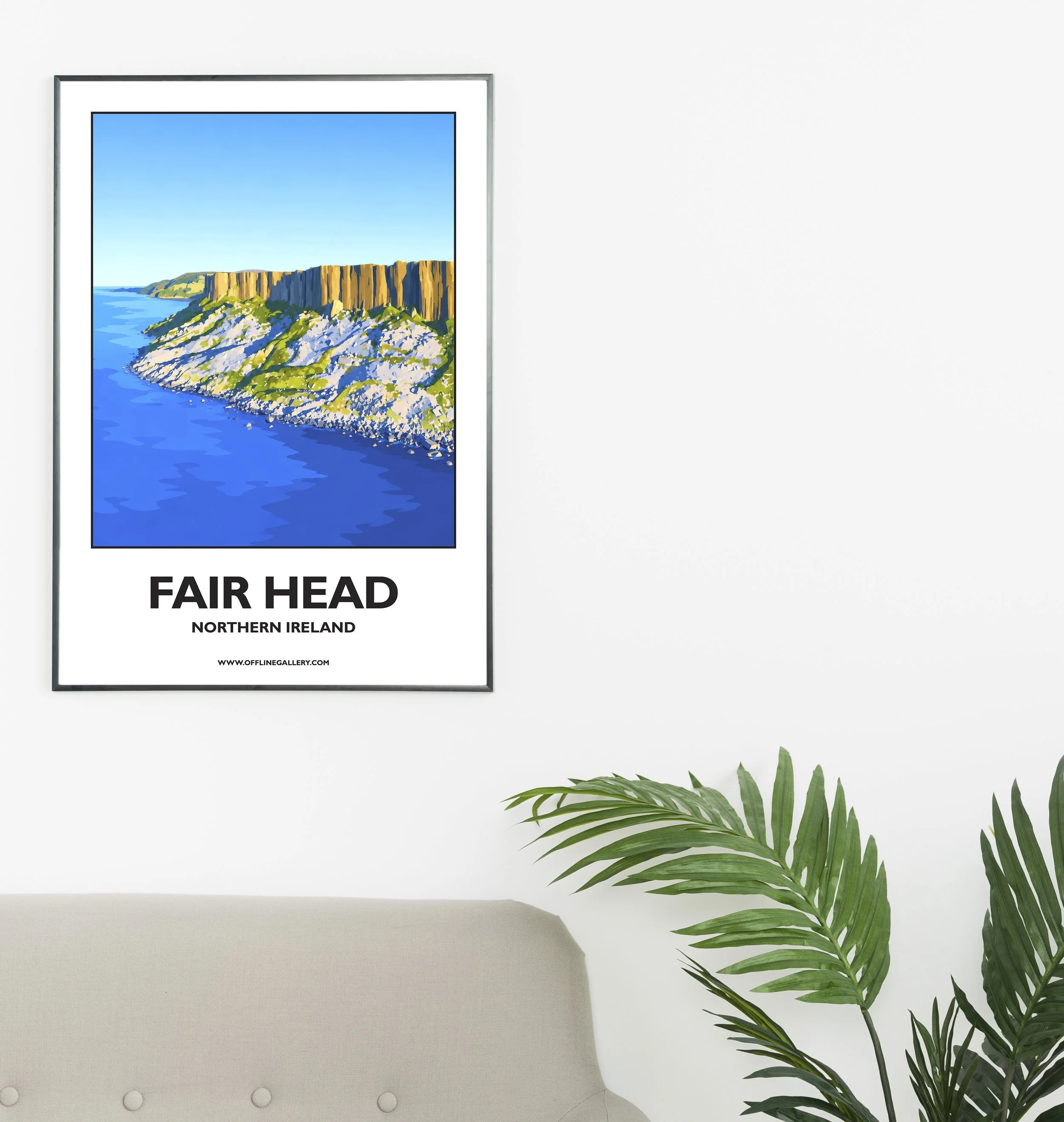 A2.1 - Stunning poster of Fair Head for sale, perfect for art lovers and collectors. Ideal for home or office, this artwork brings a touch of Northern Ireland's natural beauty to any setting.