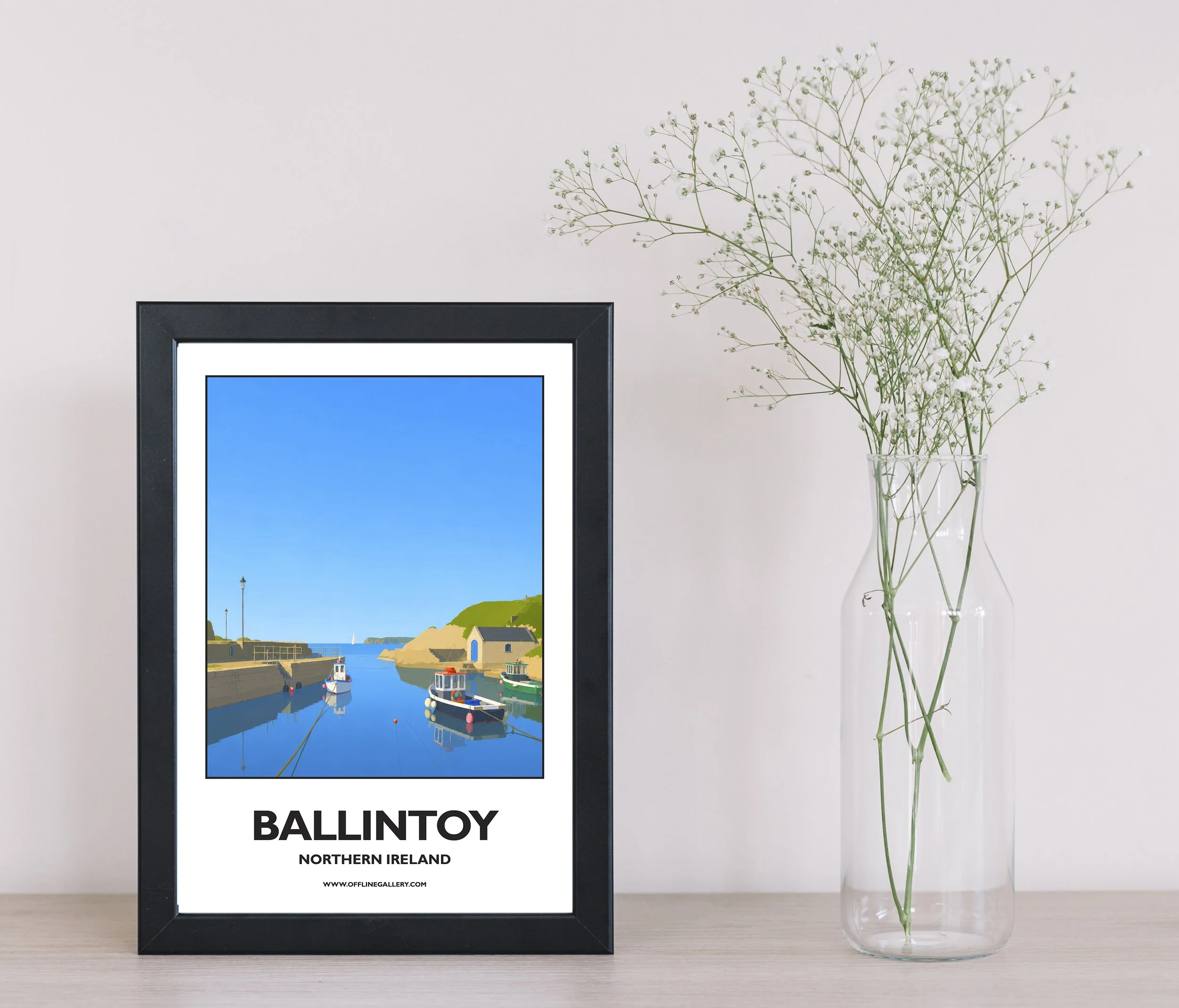 A4.1 - Stunning poster of Ballintoy for sale, perfect for art lovers and collectors. Ideal for home or office, this artwork brings a touch of Northern Ireland's natural charm to any setting.